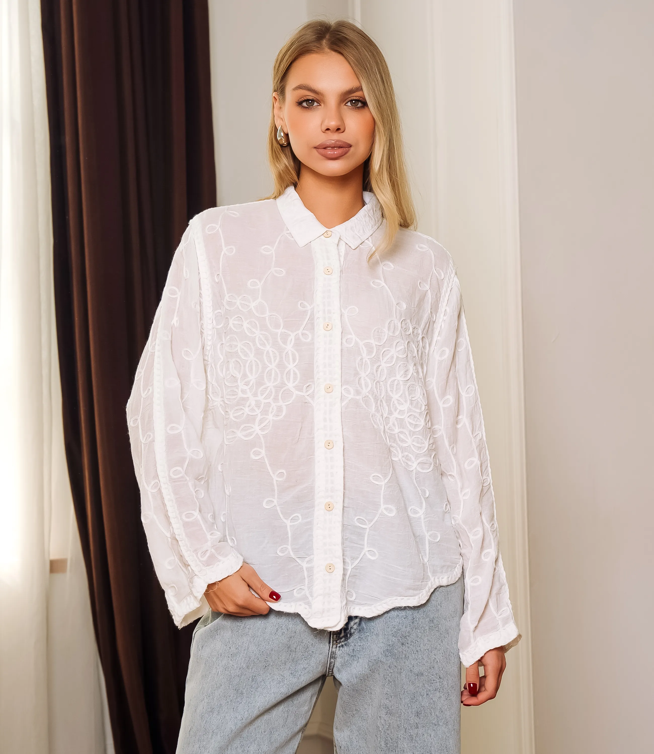 Блуза #КТ809 (5), белый - фото 1