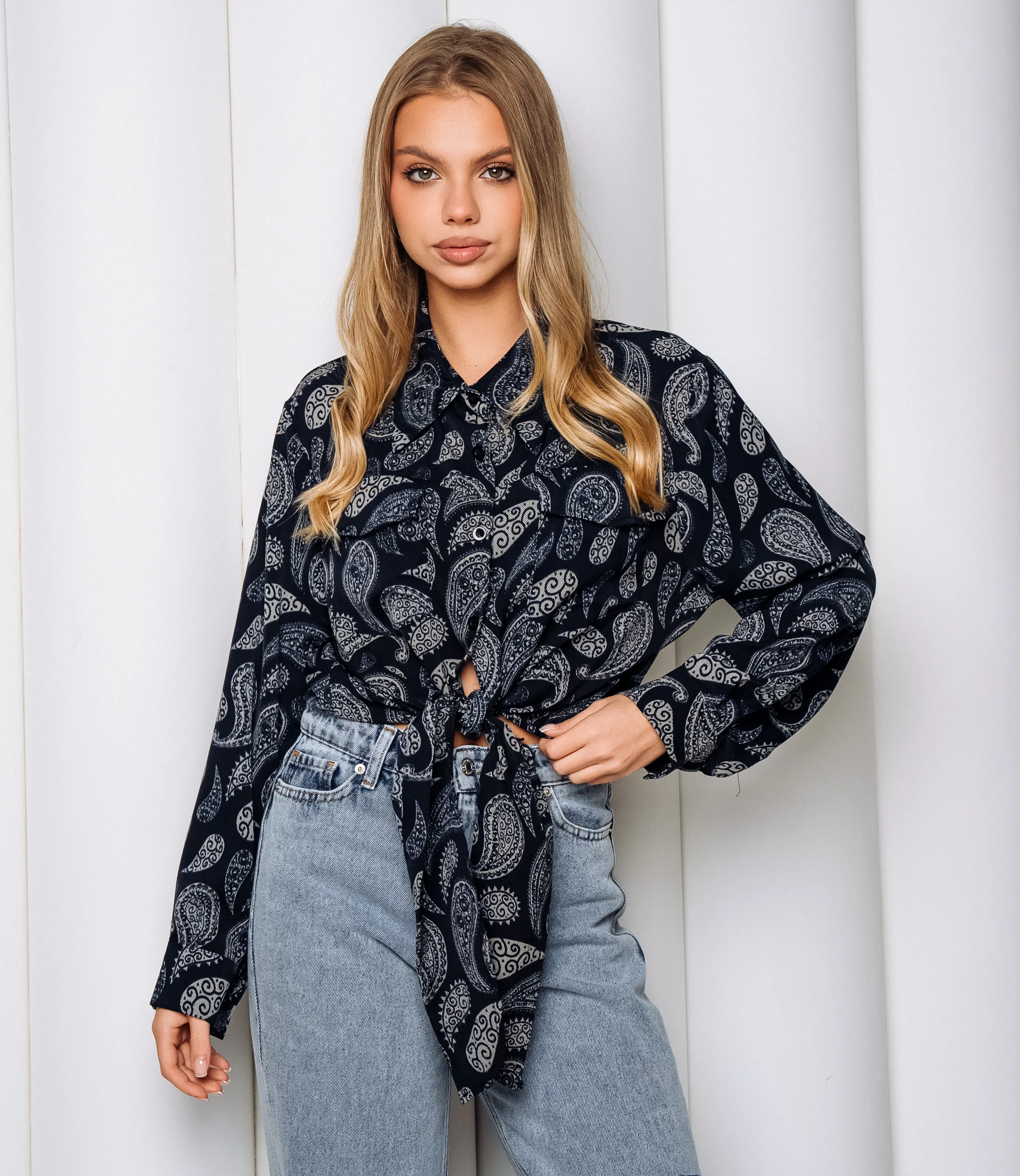 Блуза #КТ2580 (1)-1, тёмно-синий - фото 1