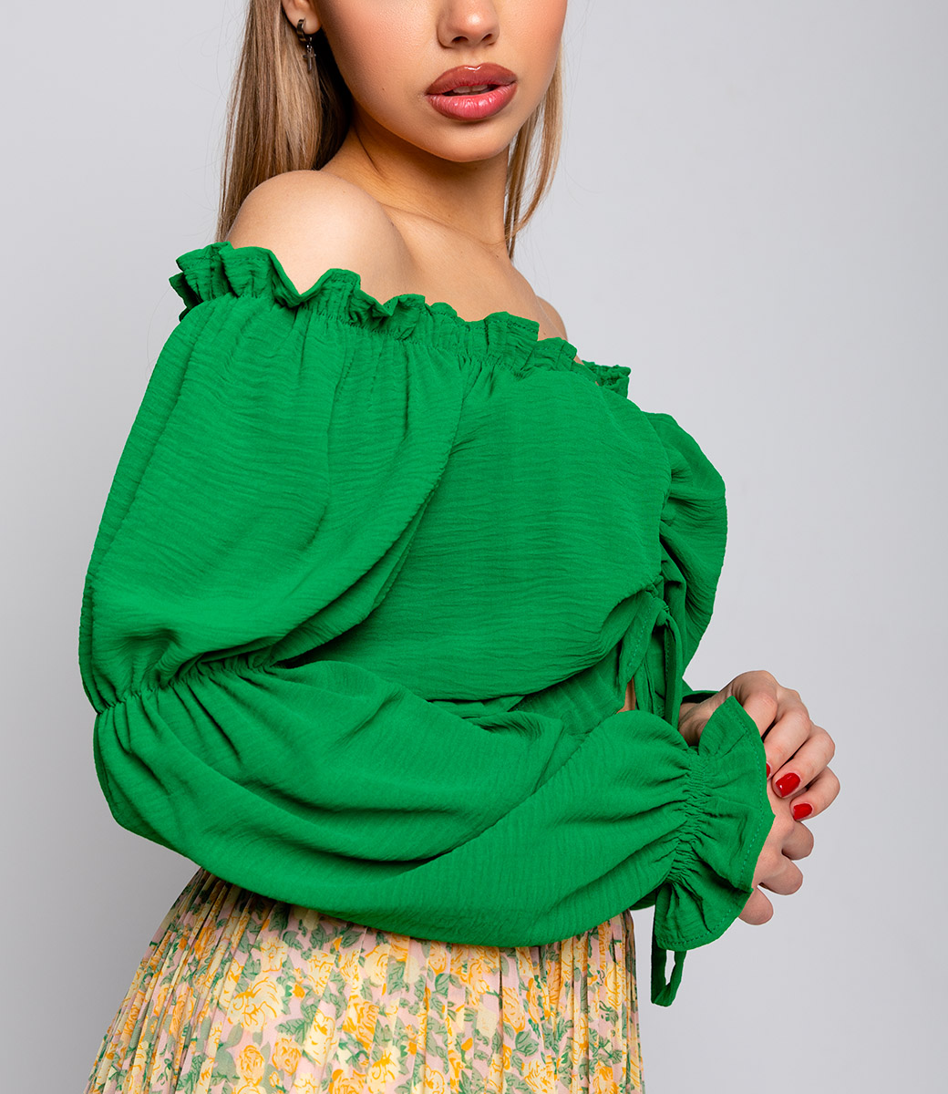 Блузка #БШ1802, зелёный - фото 5