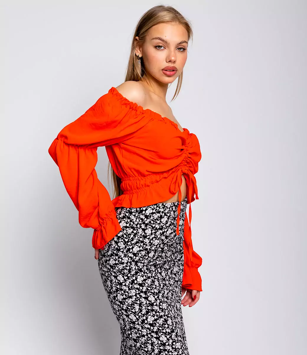 Блузка #БШ1802, оранжевый - фото 3