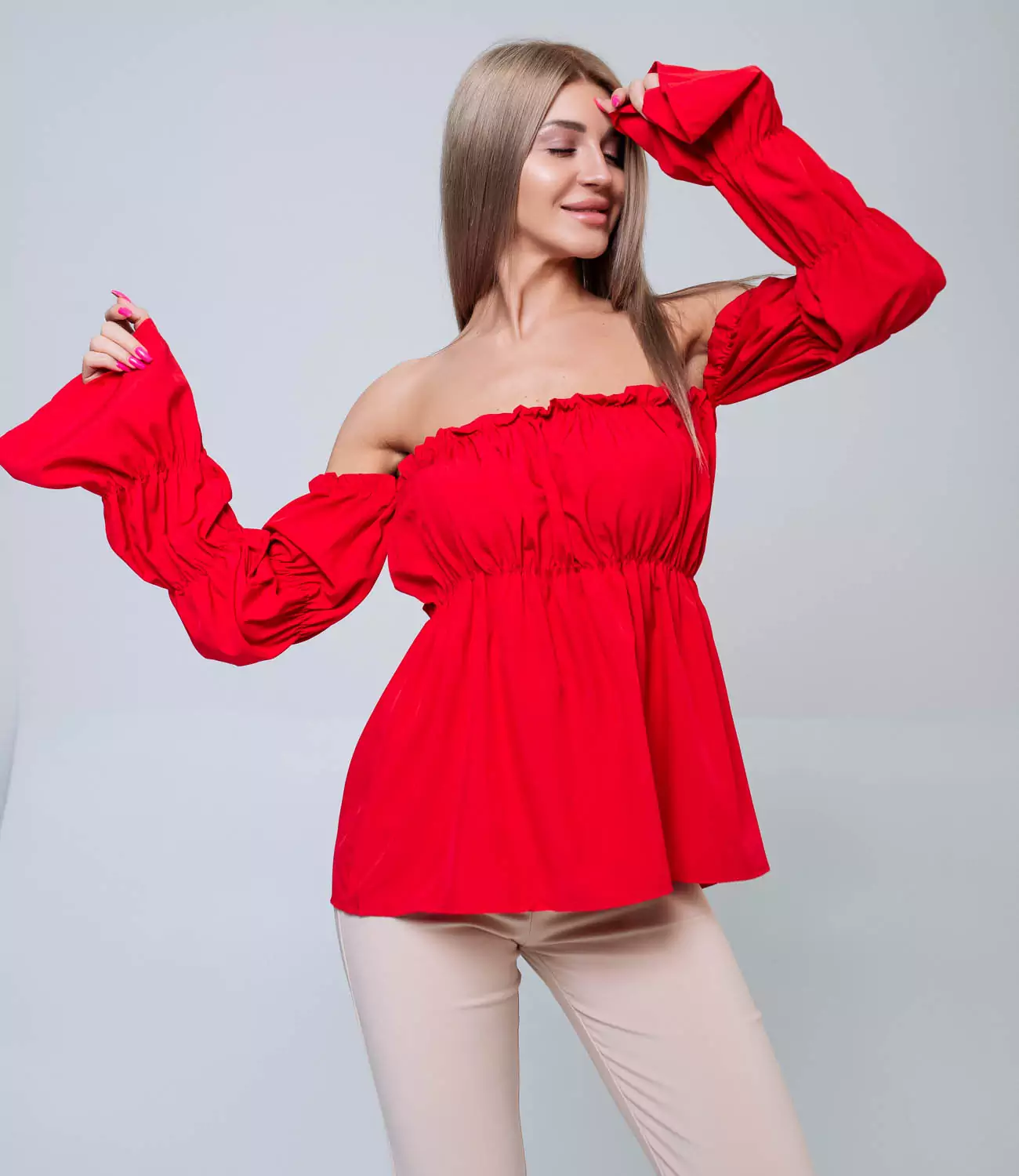 Блузка #КТ721, красный - фото 1