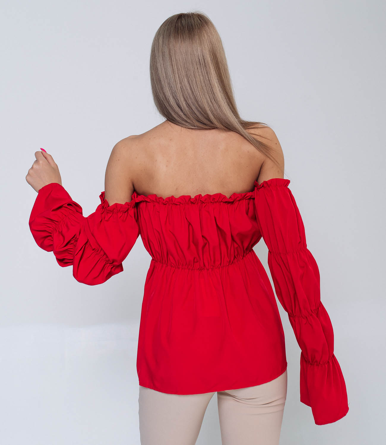 Блузка #КТ721, красный - фото 3