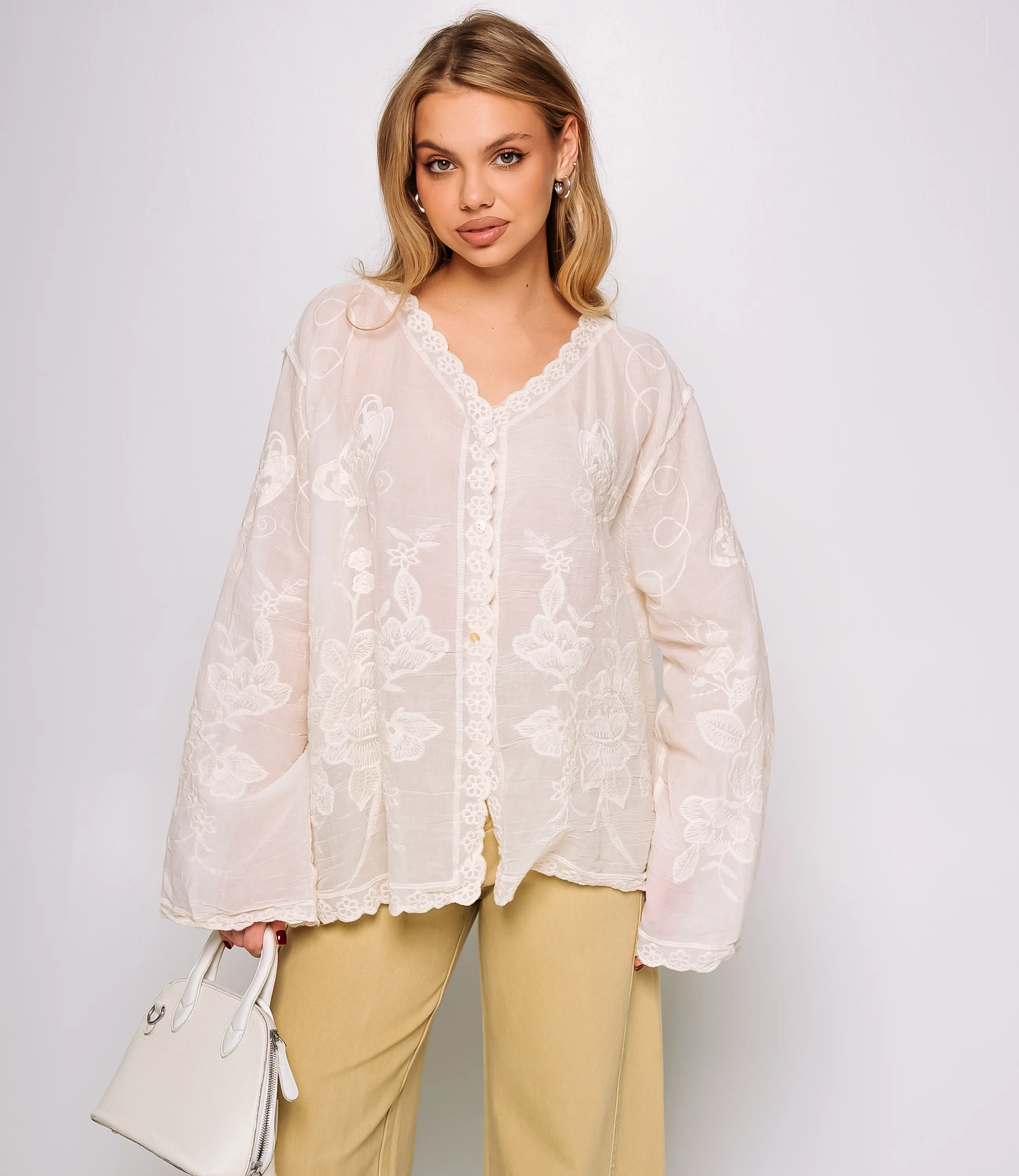 Блуза #КТ404 (1), светло-бежевый - фото 1