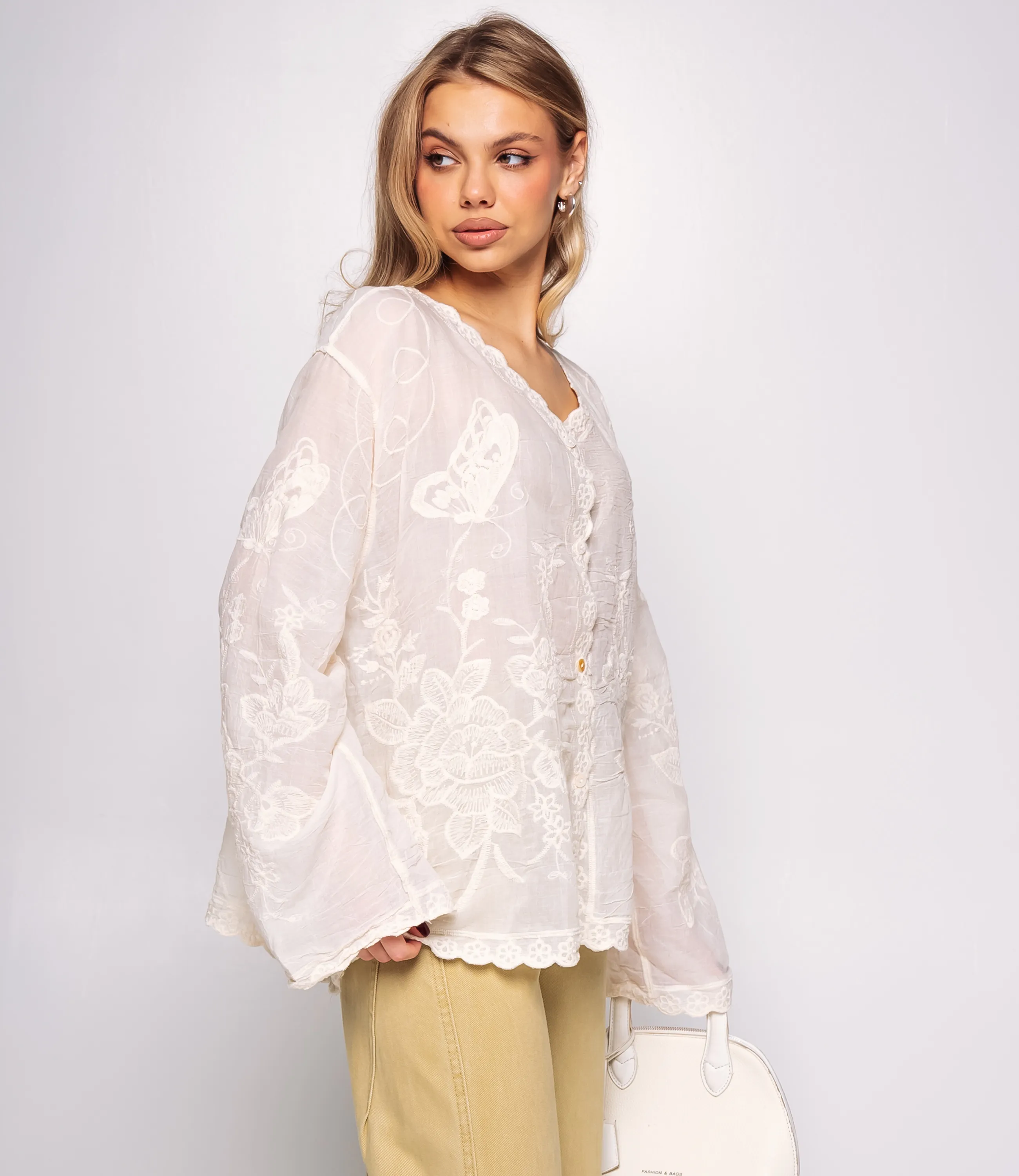 Блуза #КТ404 (1), светло-бежевый - фото 2