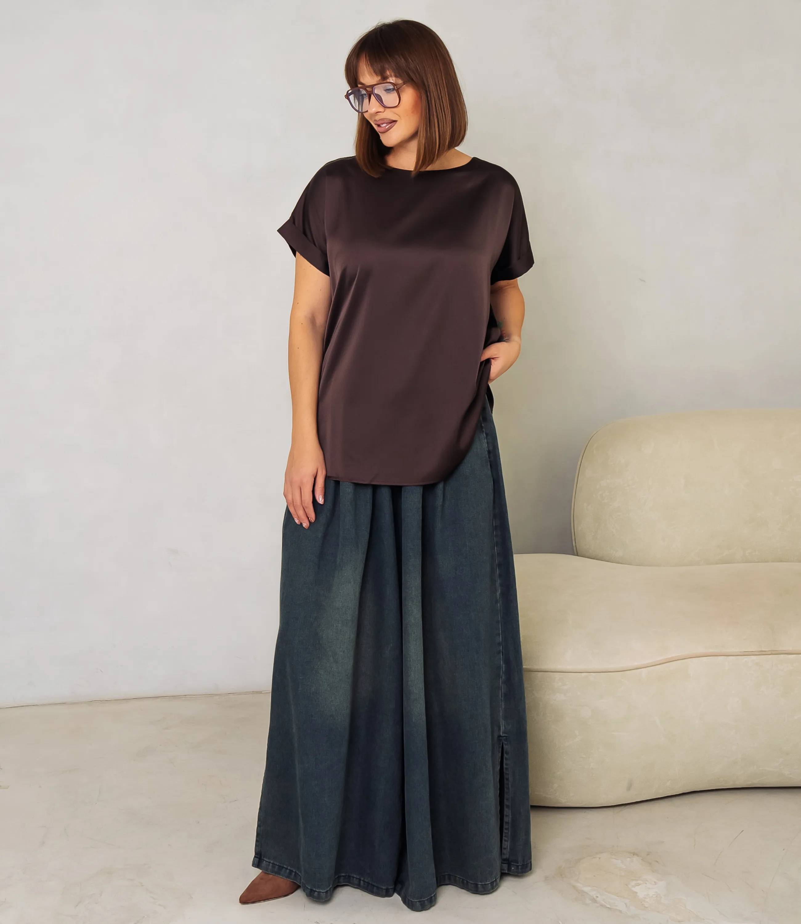 Блуза #ОКТ035001-1, шоколадный - фото 4