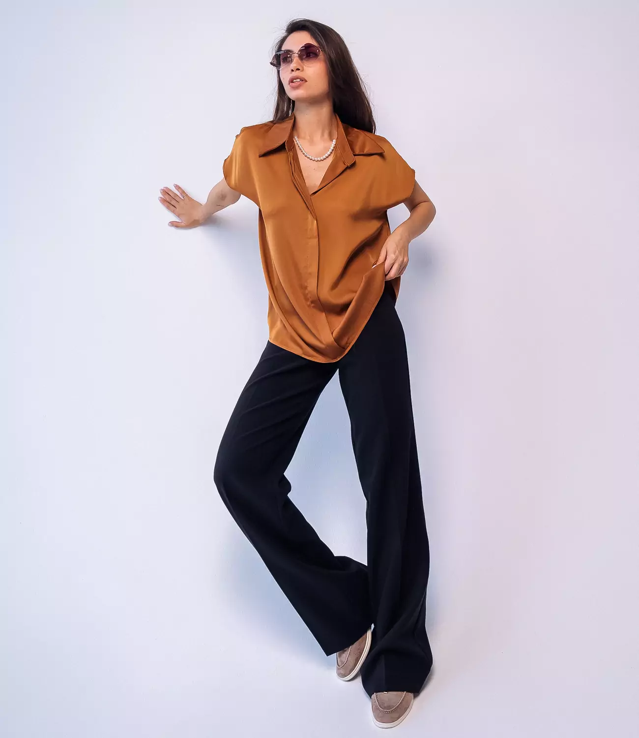 Блузка #КТ8810 (3), коричневый - фото 1