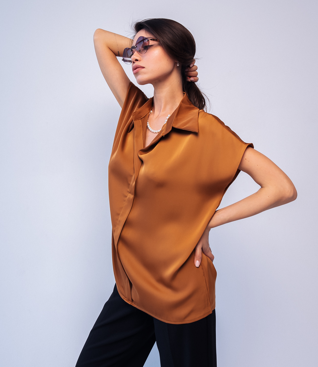 Блузка #КТ8810 (3), коричневый - фото 2