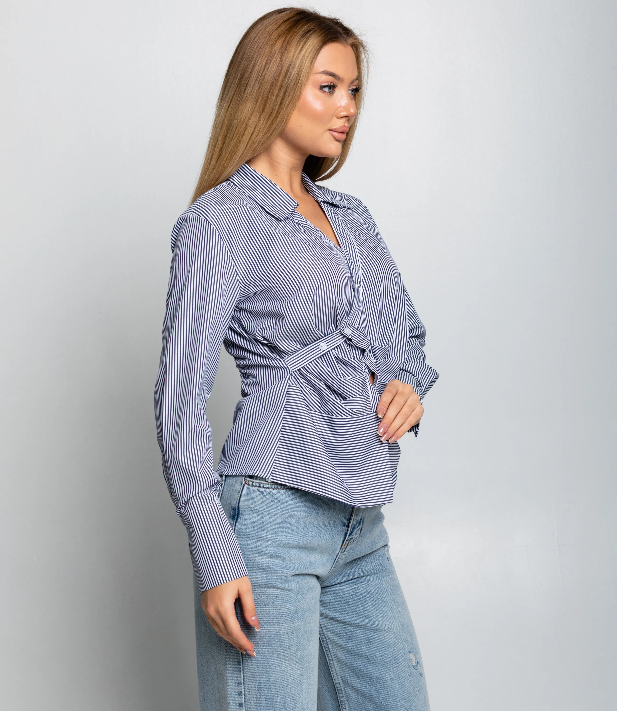 Блуза #КТ2698, тёмно-синий - фото 2