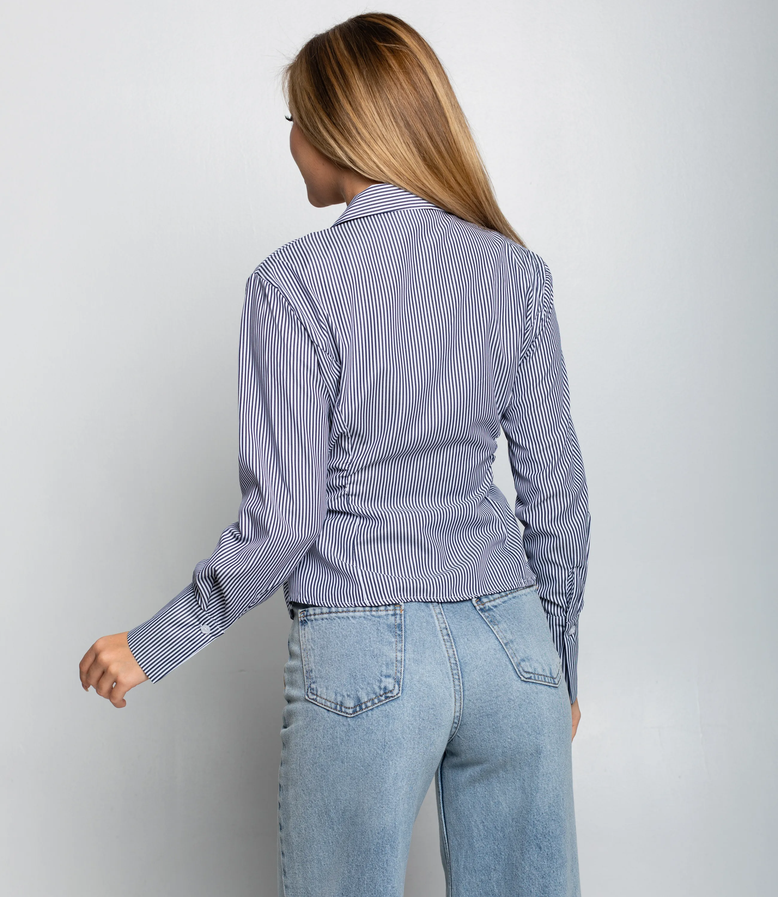 Блуза #КТ2698, тёмно-синий - фото 3