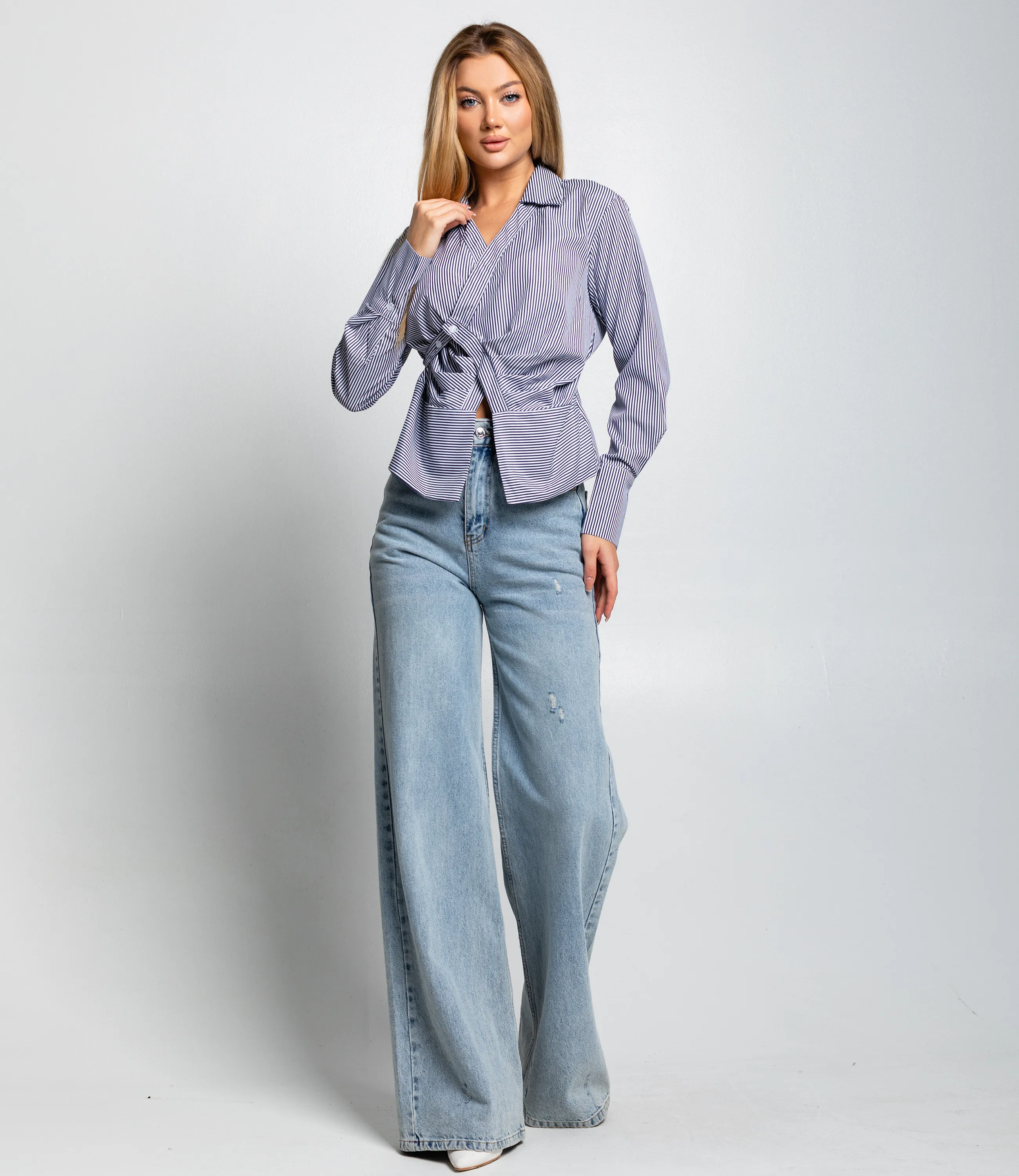 Блуза #КТ2698, тёмно-синий - фото 4