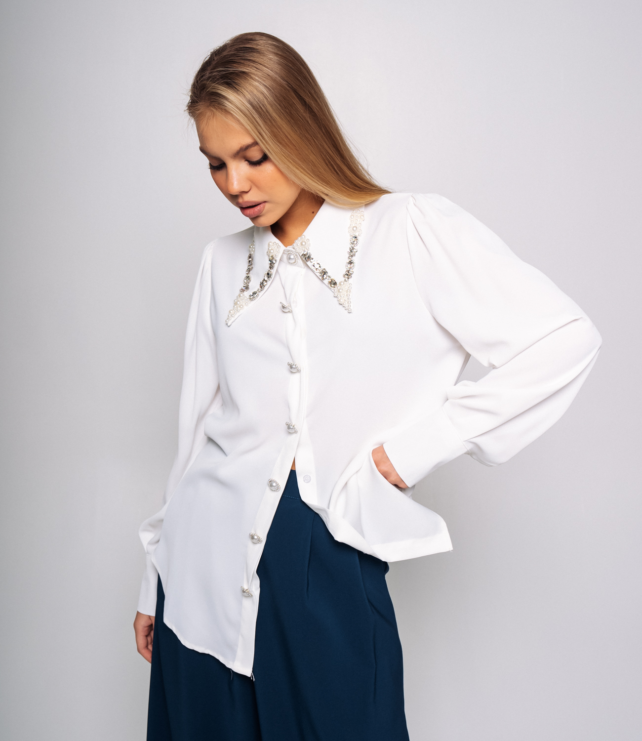 Блуза #КТ2905, белый - фото 2