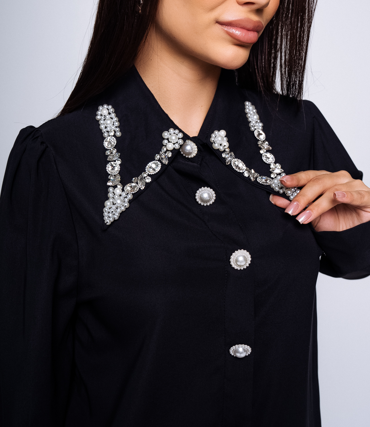 Блуза #КТ2905, чёрный - фото 5