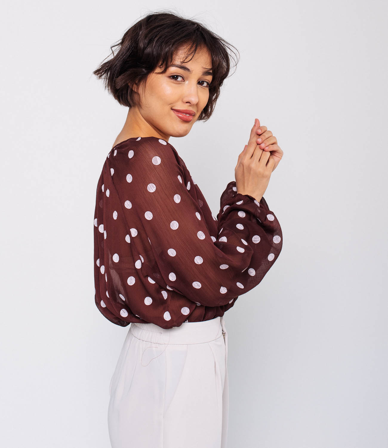 Блузка #КТ6327, коричневый - фото 2