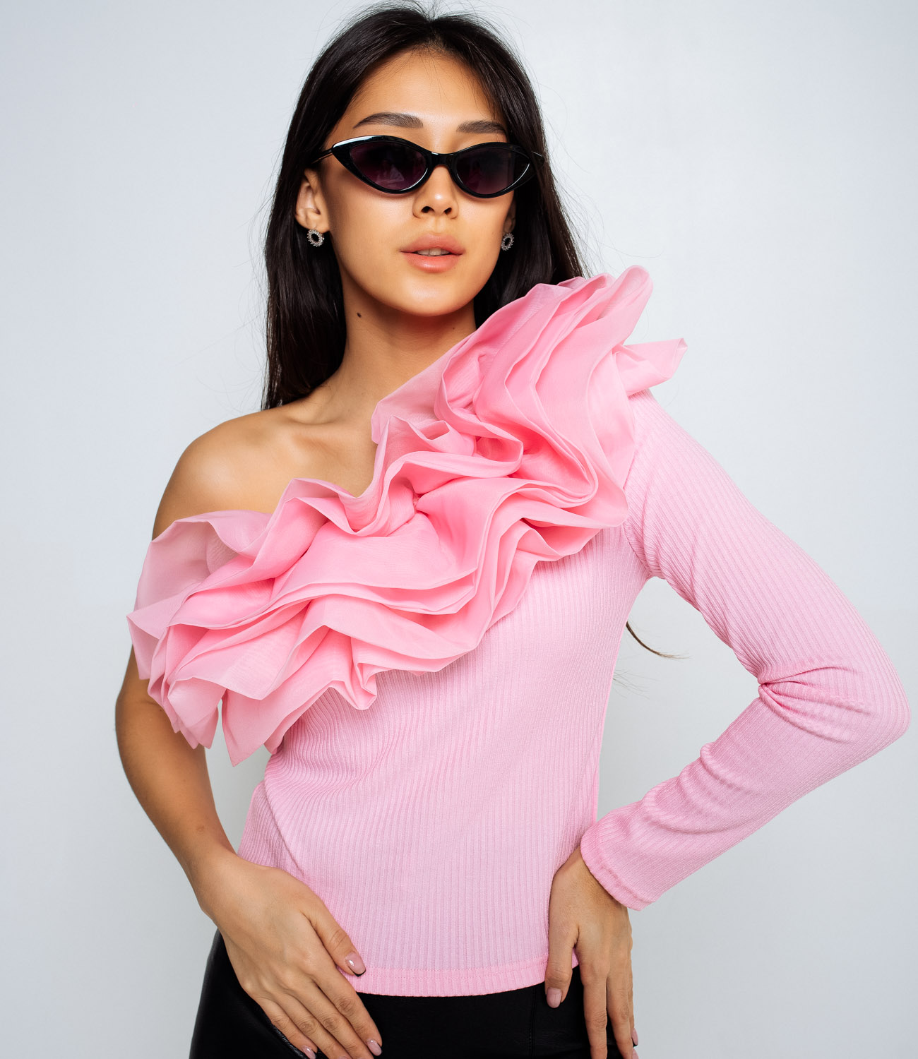 Блузка #КТ2735, бледно-розовый - фото 5