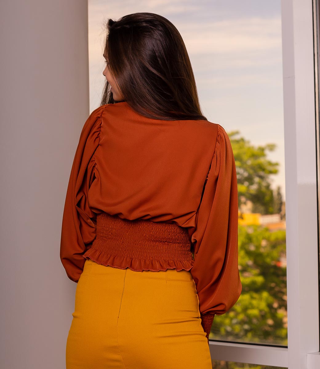 Блузка #КТ2189, коричневый - фото 3