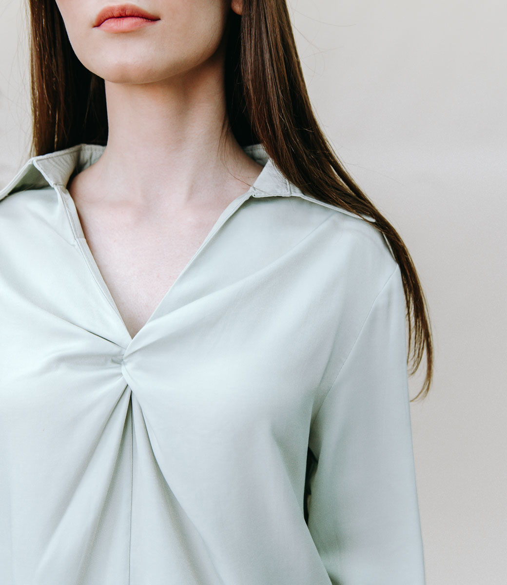 Блузка #672, серо-зелёный - фото 2