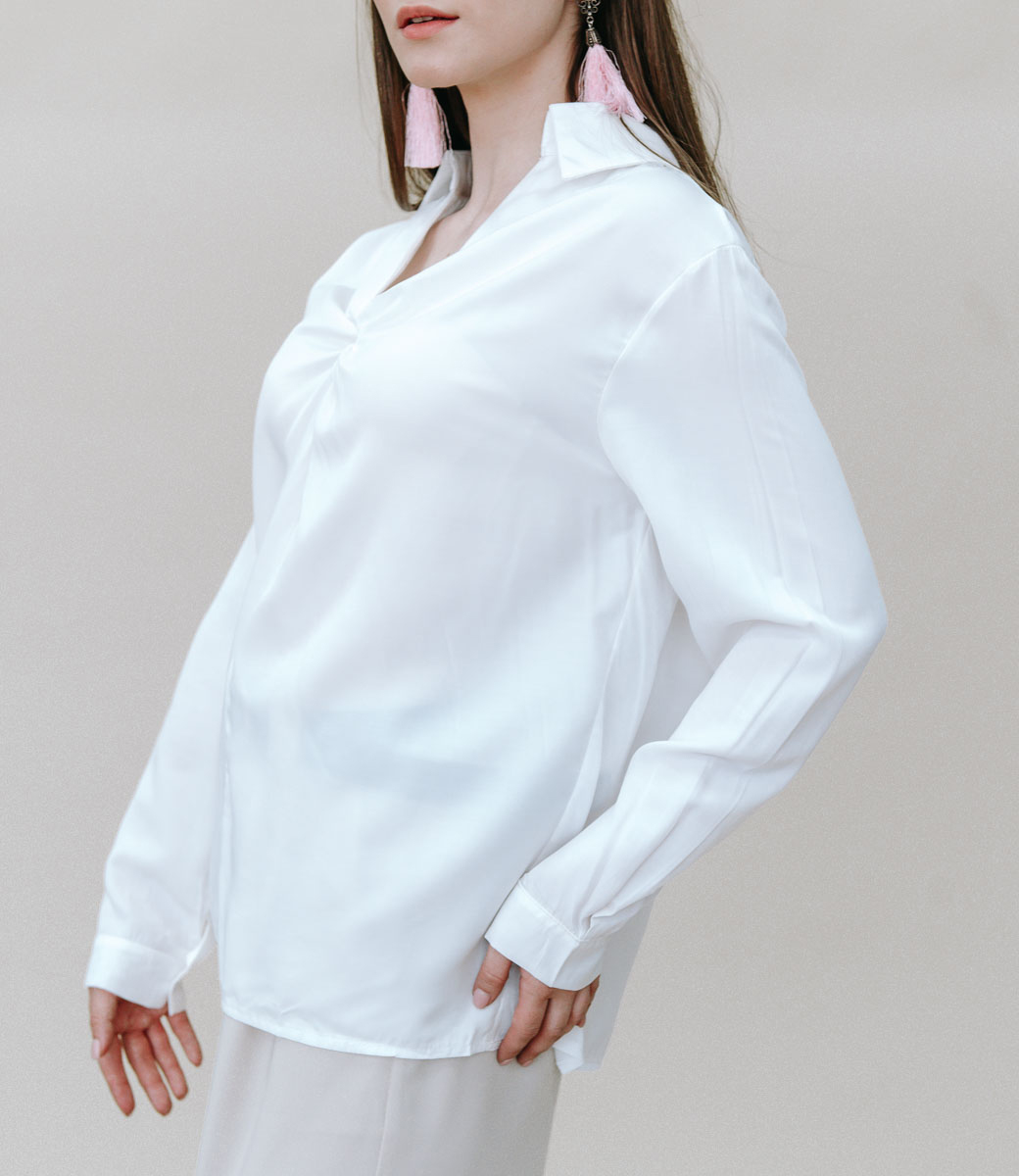 Блузка #672, белый - фото 2