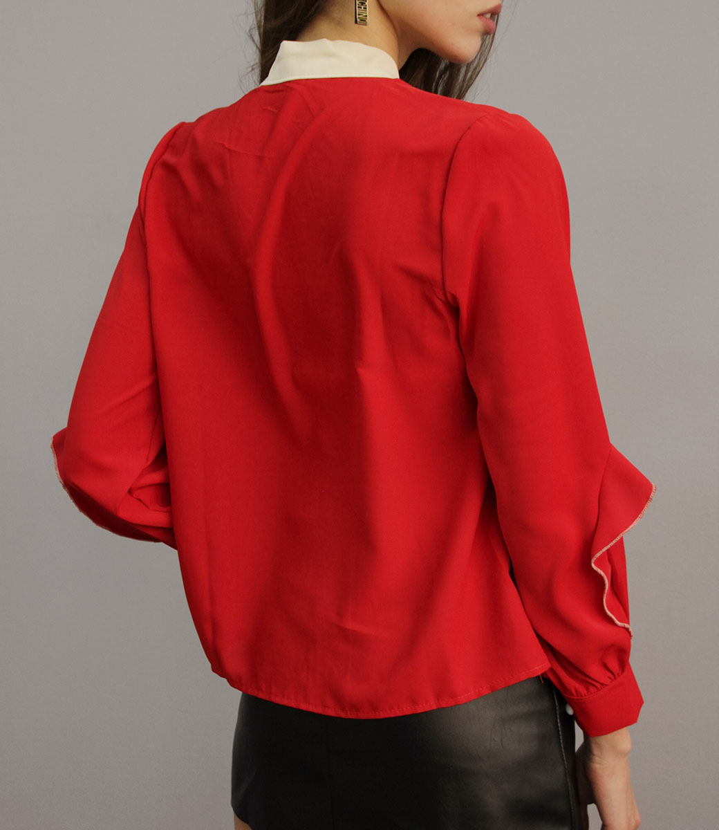 Блузка #8938, красный - фото 5