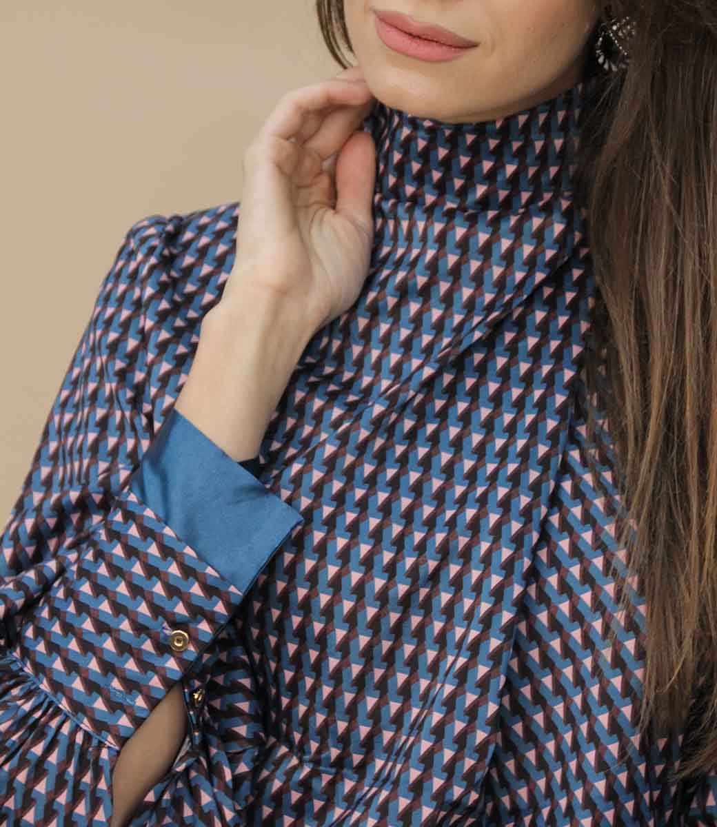 Блузка #1070, синий - фото 5