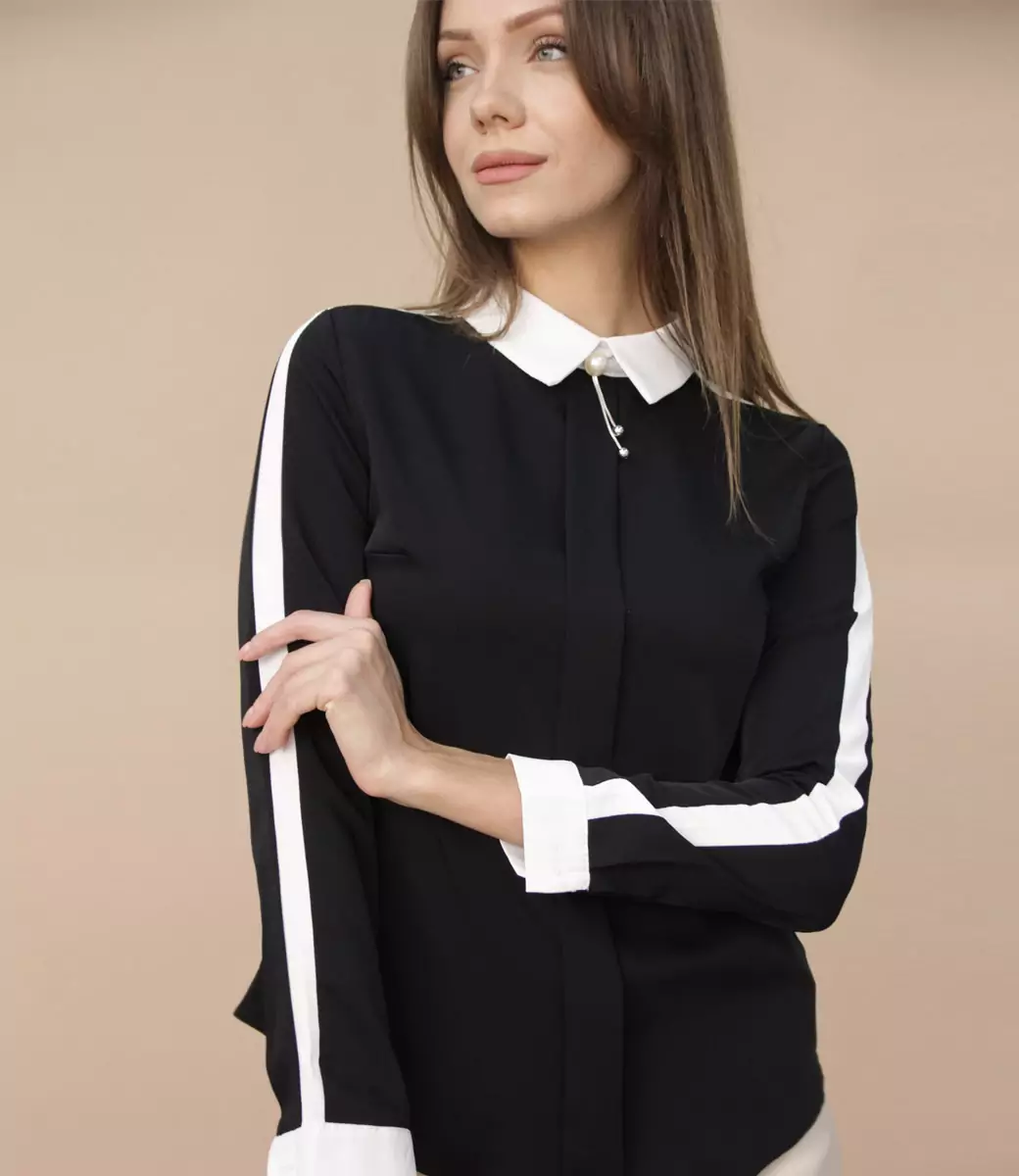 Блузка #8105, черный - фото 1