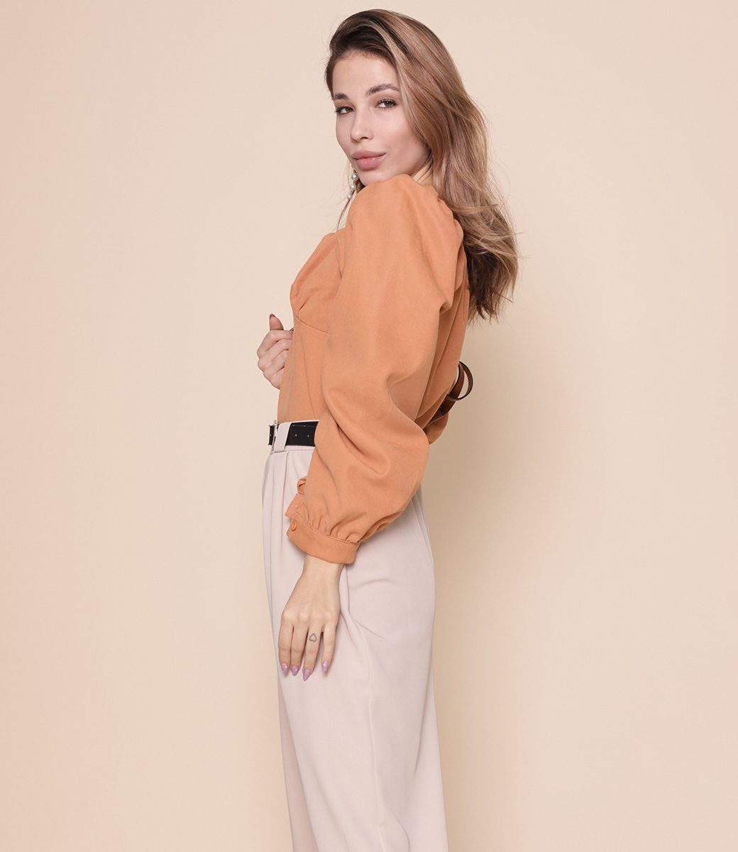 Блузка #8889, цвет оранжевый - фото 2