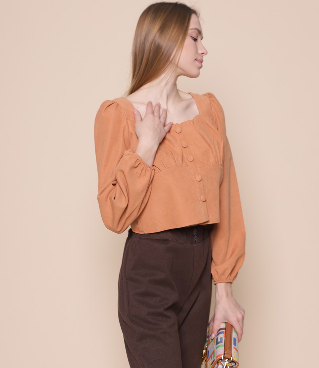 Блузка #8888, оранжевый - фото 3