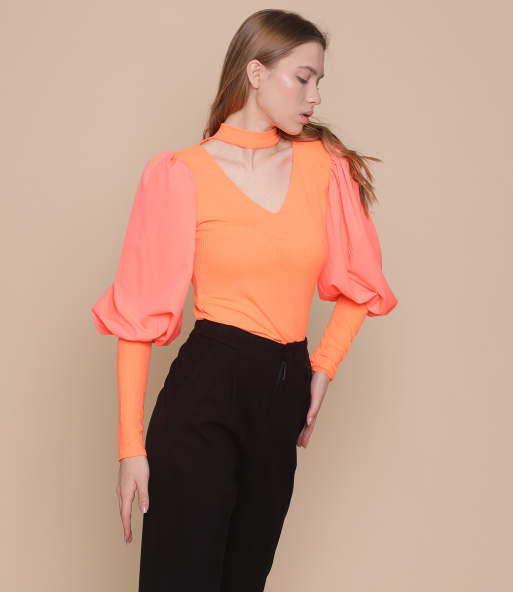 Блузка #8810, оранжевый - фото 3