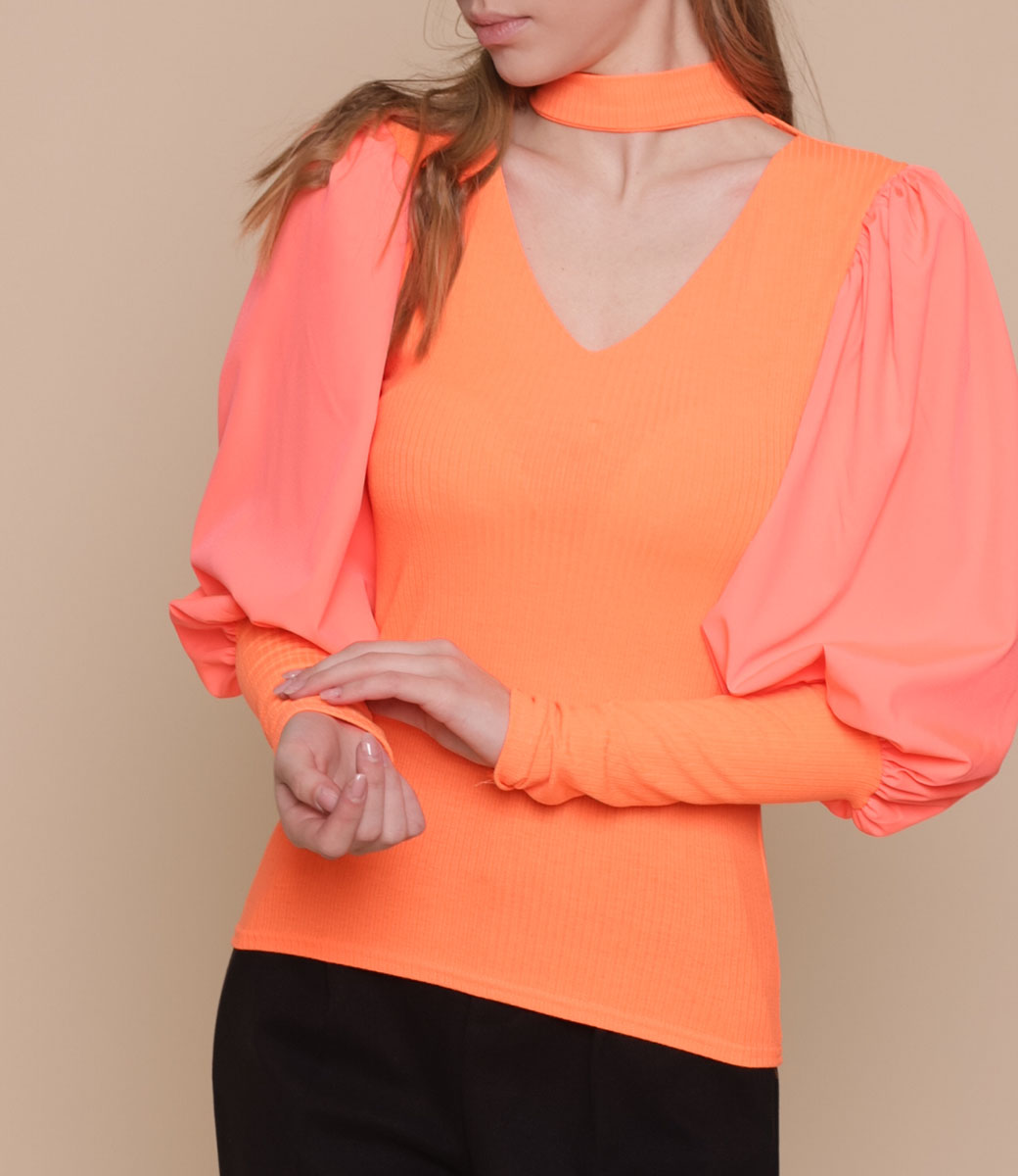 Блузка #8810, оранжевый - фото 5