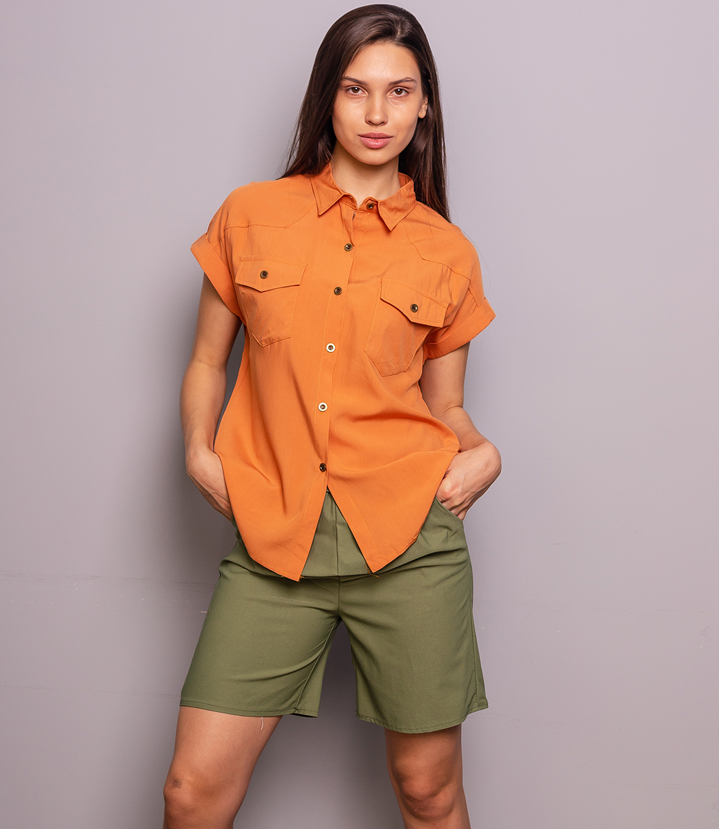 Рубашка #КТ1029, оранжевый - фото 1