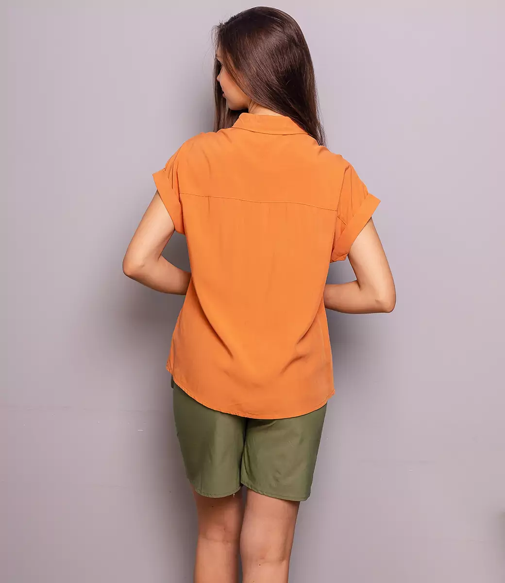 Рубашка #КТ1029, оранжевый - фото 3