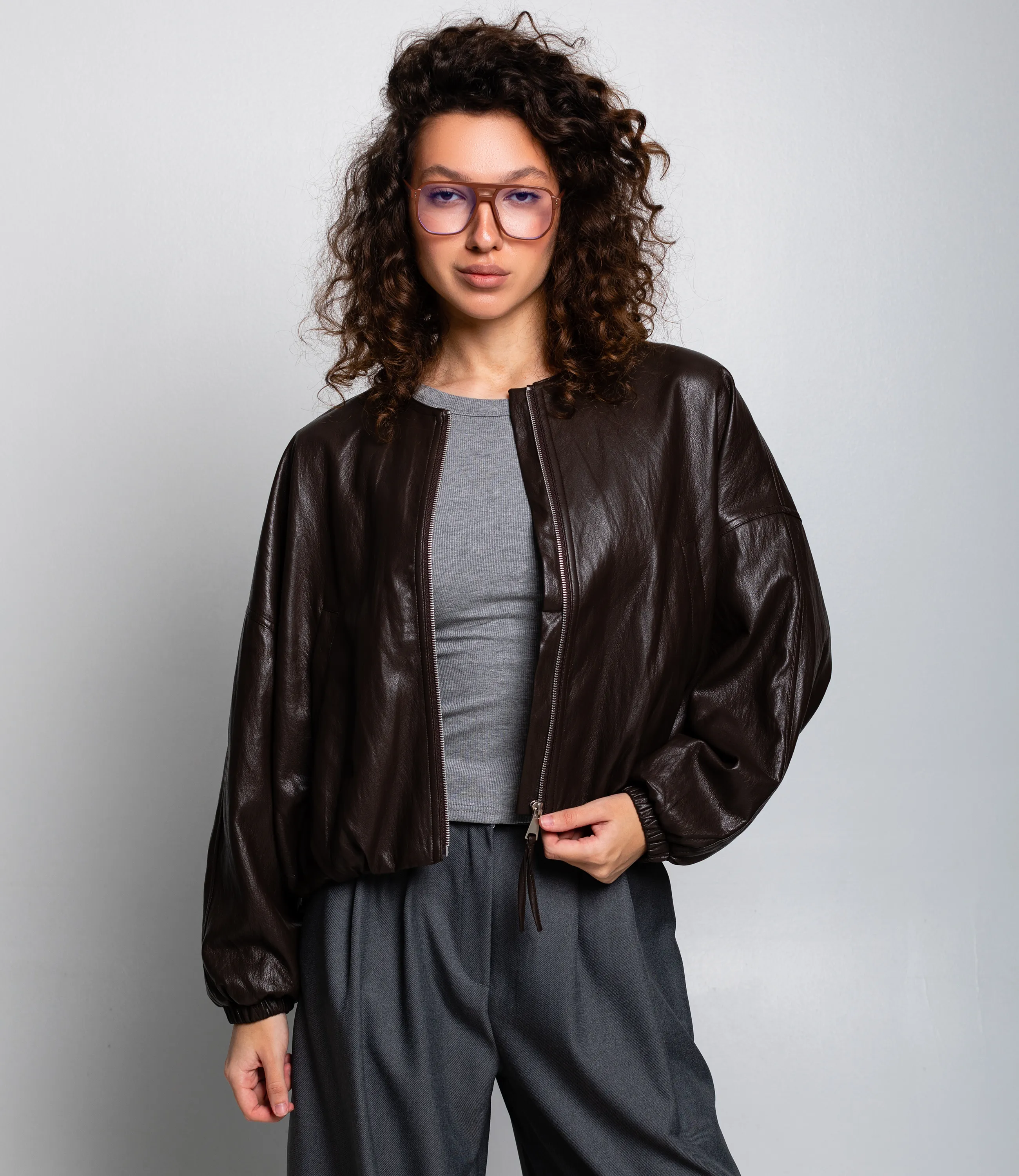 Бомбер #КТ619037, тёмно-коричневый - фото 1