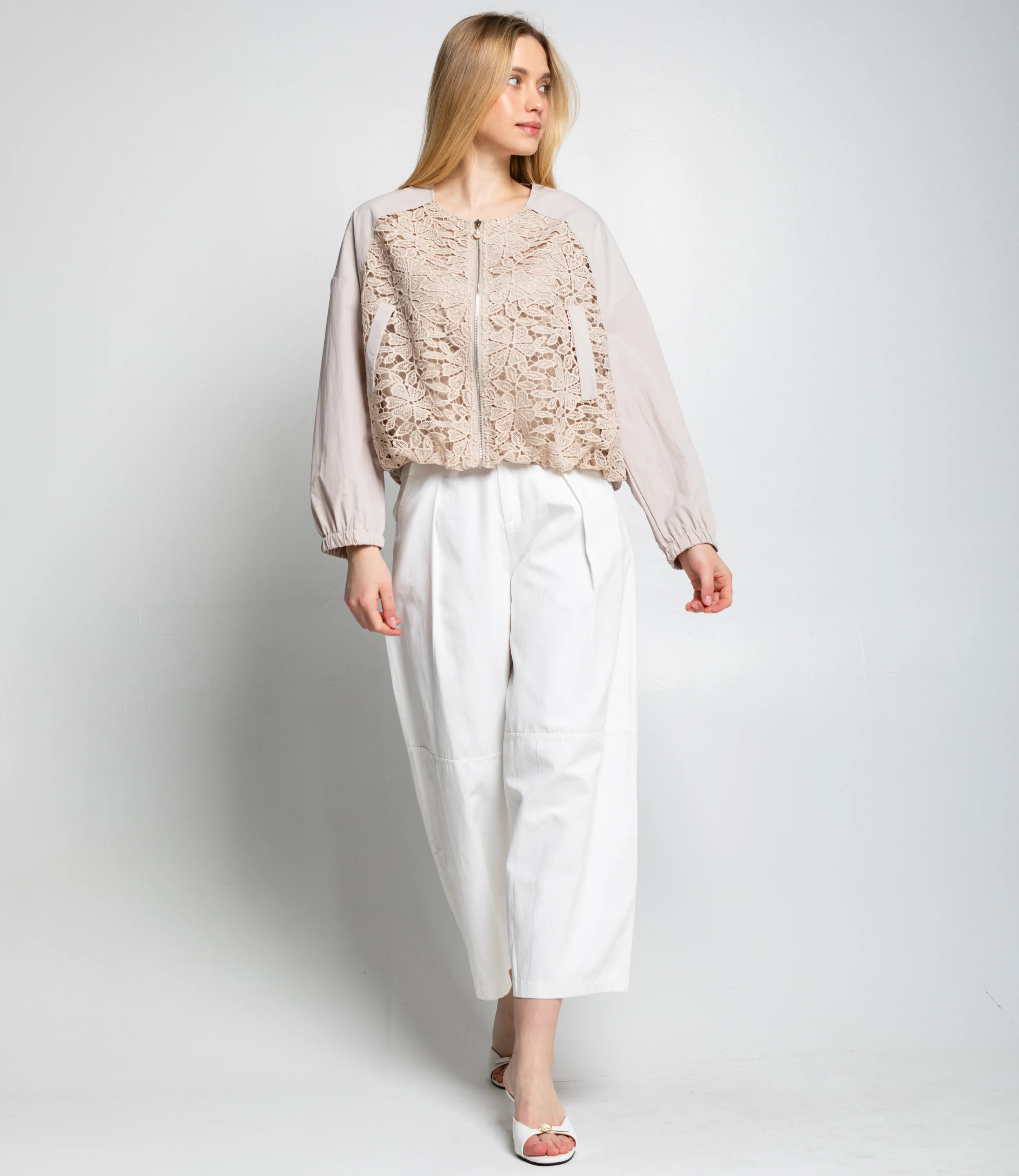 Бомбер #КТ2552, бежевый - фото 4