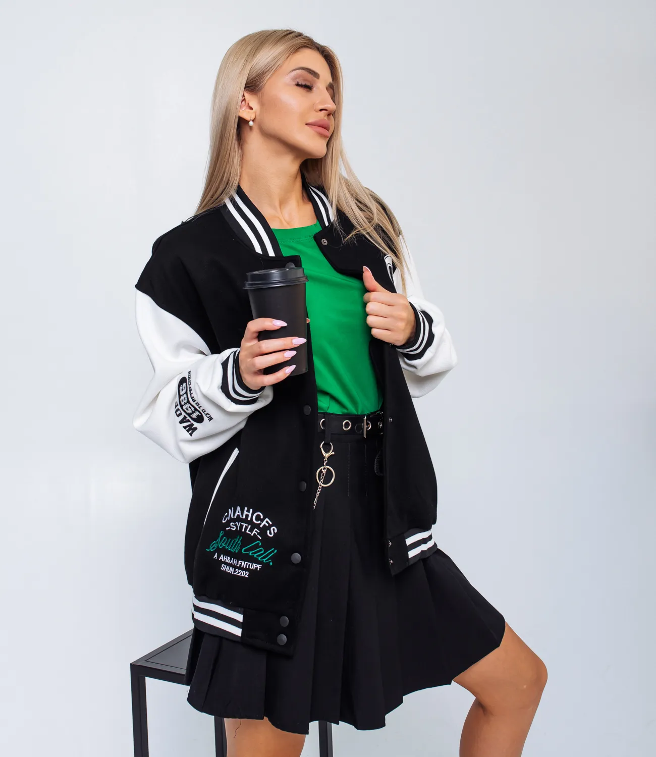 Бомбер #КТ2225, чёрный - фото 3
