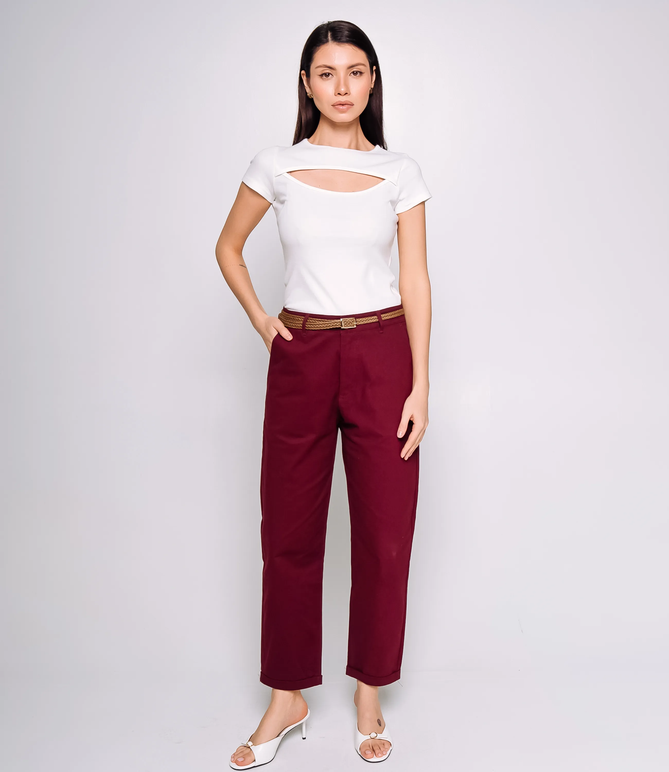 Брюки #ОКТ215001, бордовый - фото 1