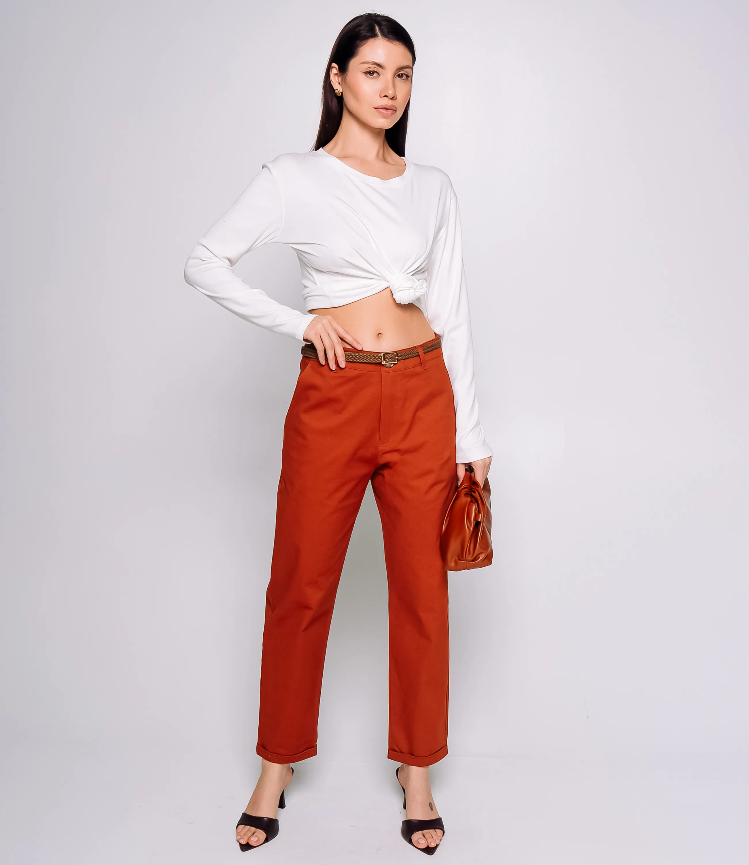 Брюки #ОКТ215001, терракотовый - фото 1