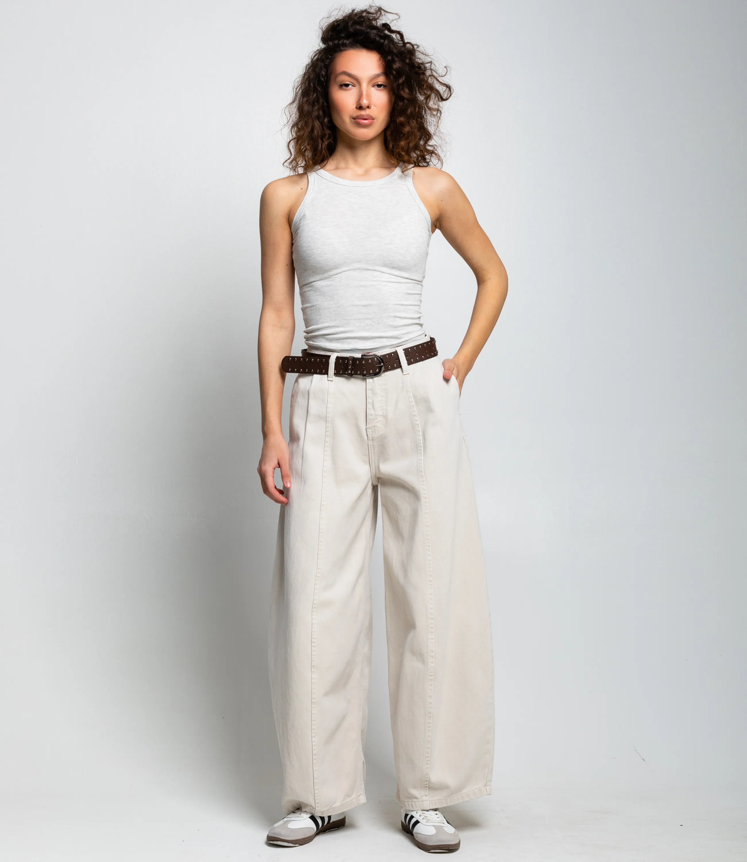 Джинсы #КТ26200, светло-бежевый - фото 1