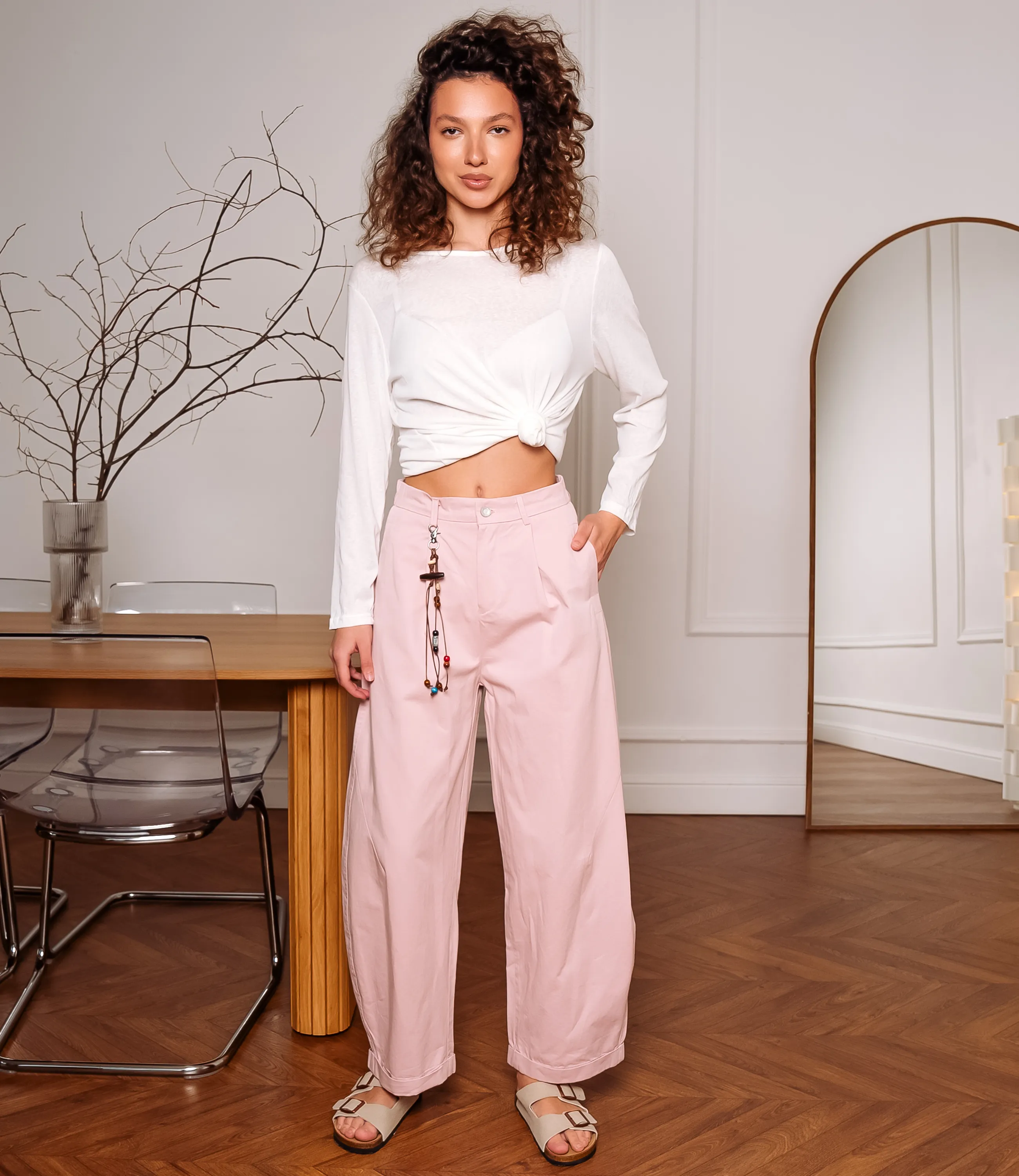 Брюки #КТ2635, пудровый - фото 1