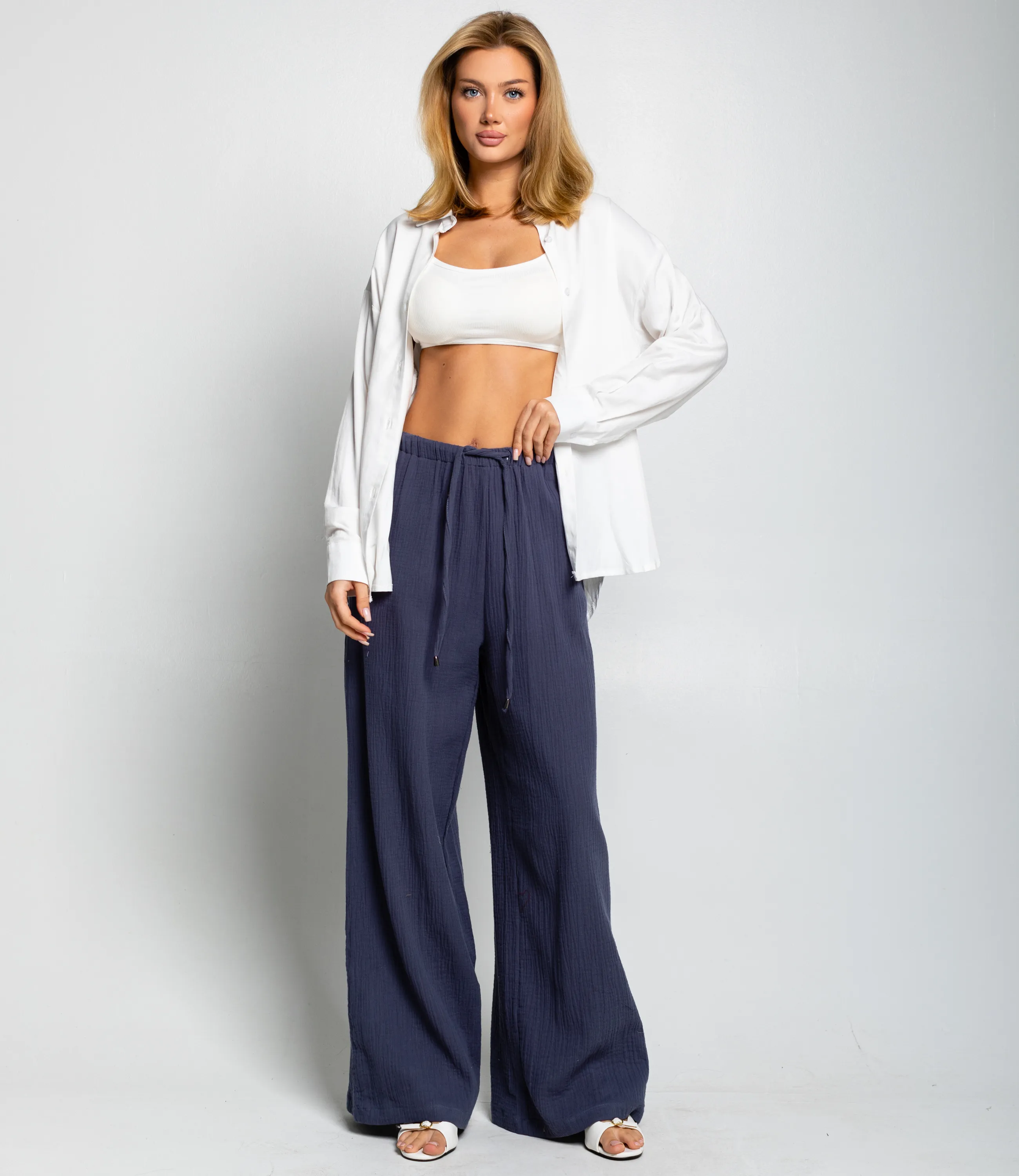 Брюки #ОКТ095004, серо-синий - фото 1