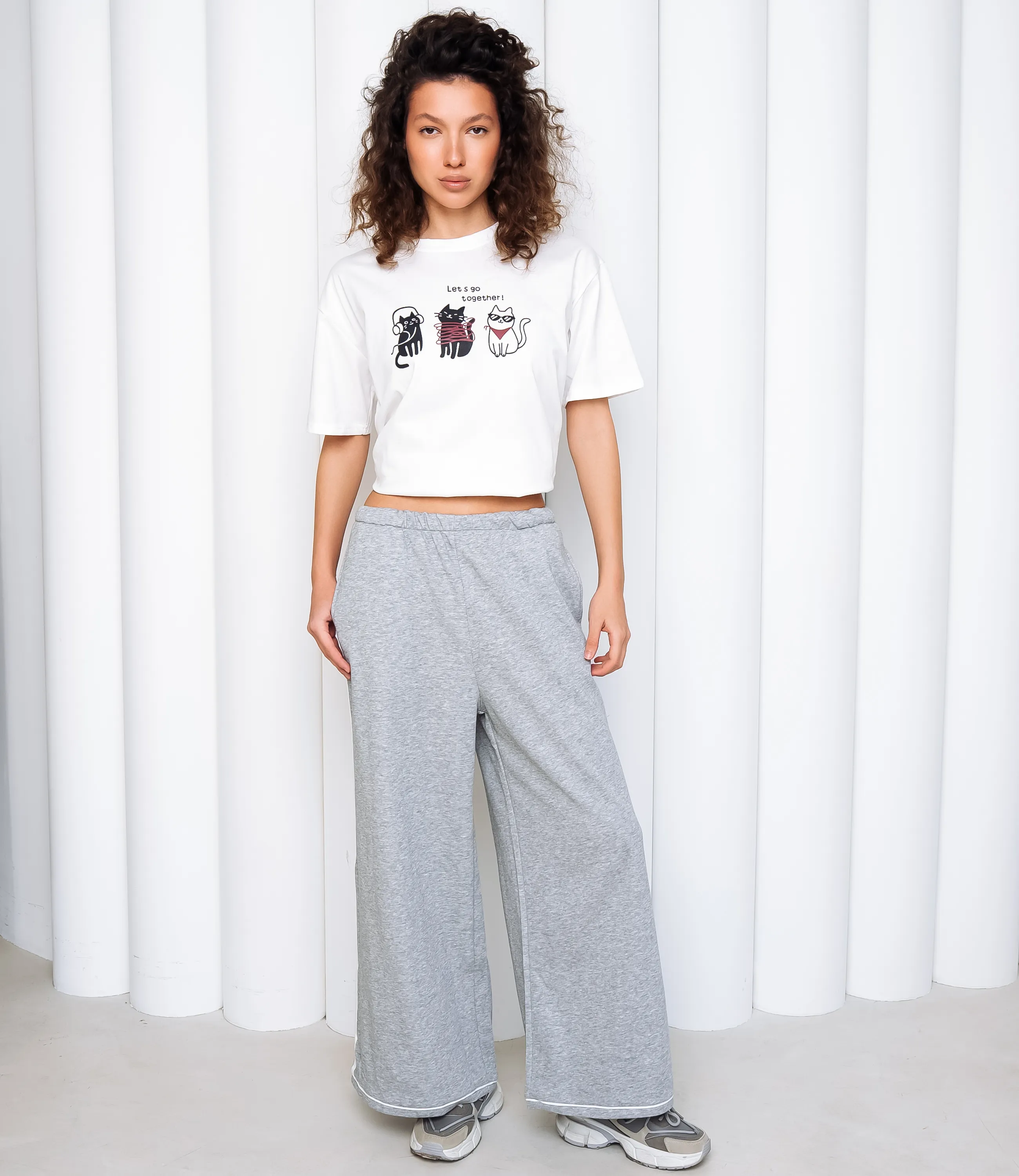 Спортивные брюки #КТ2563, серый меланж - фото 1