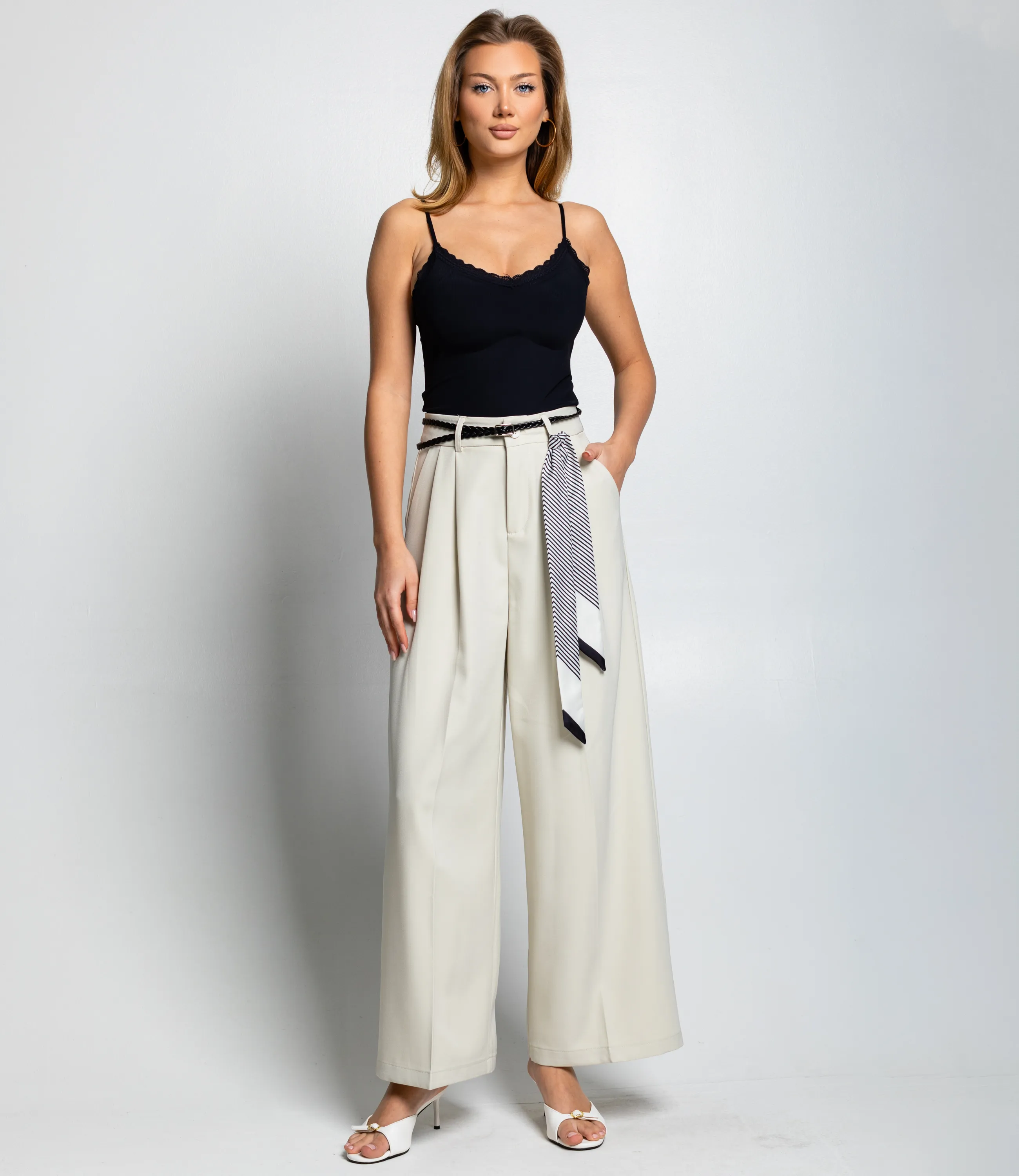 Брюки #КТ69008, бежево-серый - фото 1