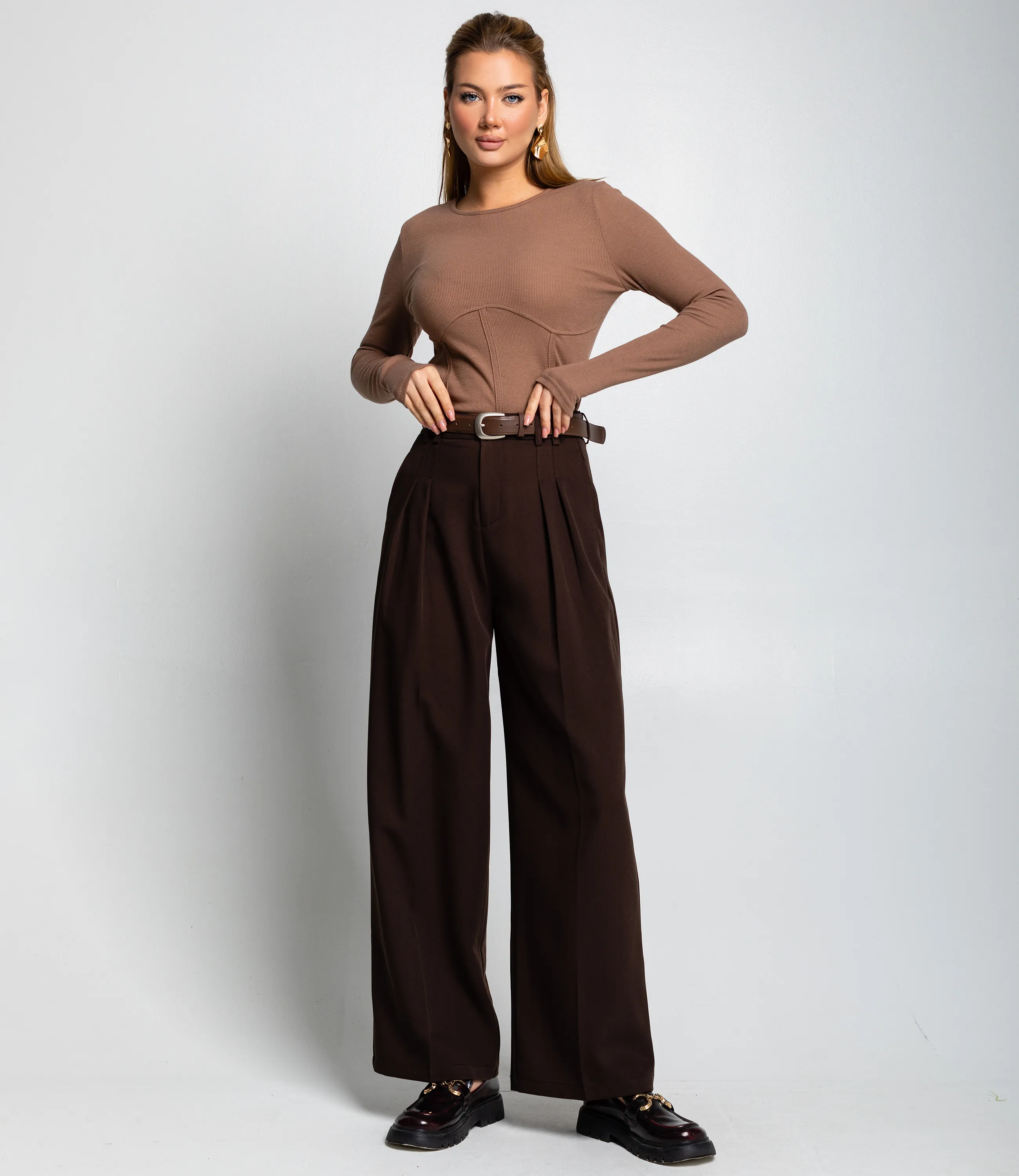 Брюки #КТ25933 (1), тёмно-коричневый - фото 1