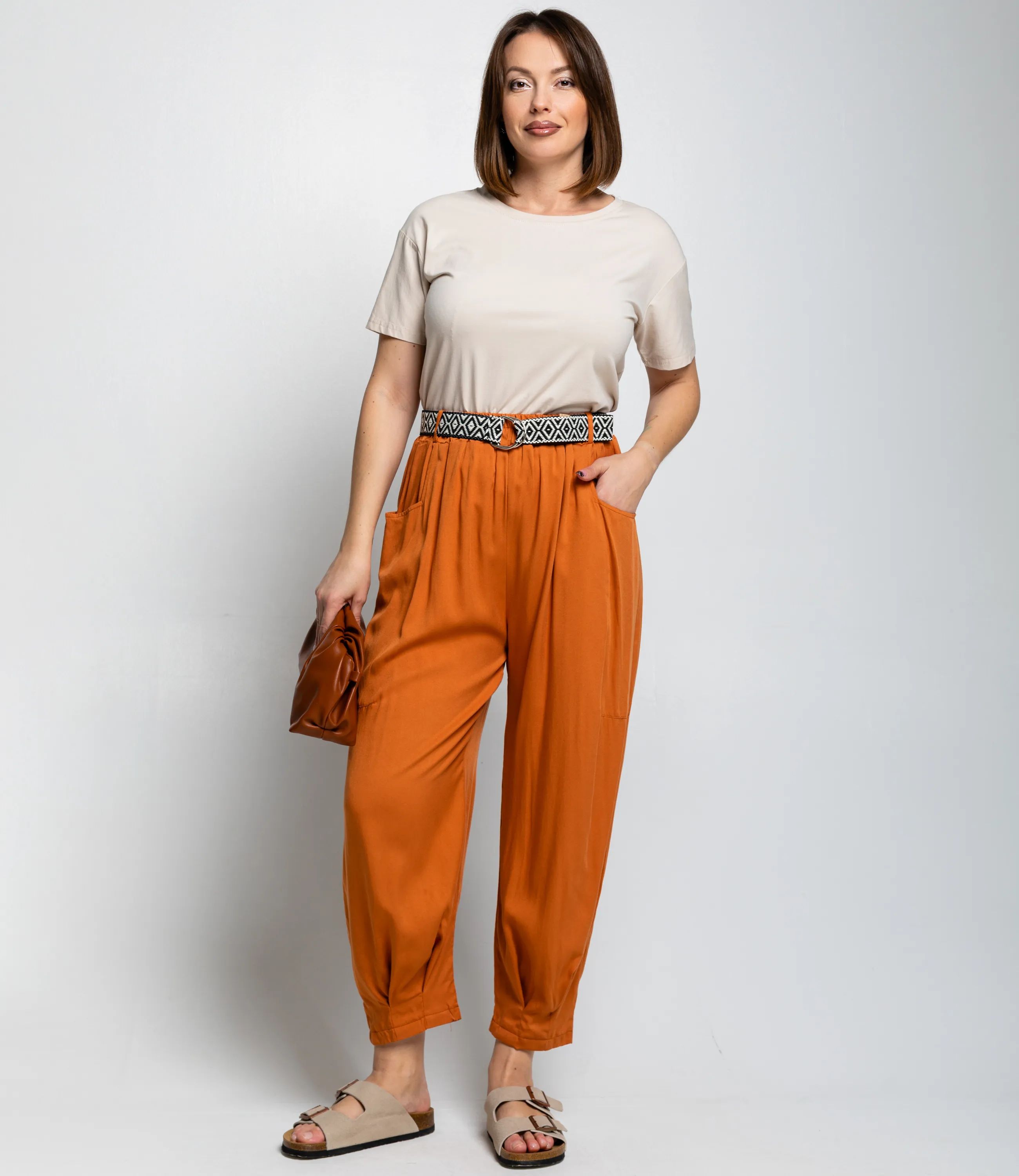 Брюки #ОКТ085008, терракотовый - фото 1