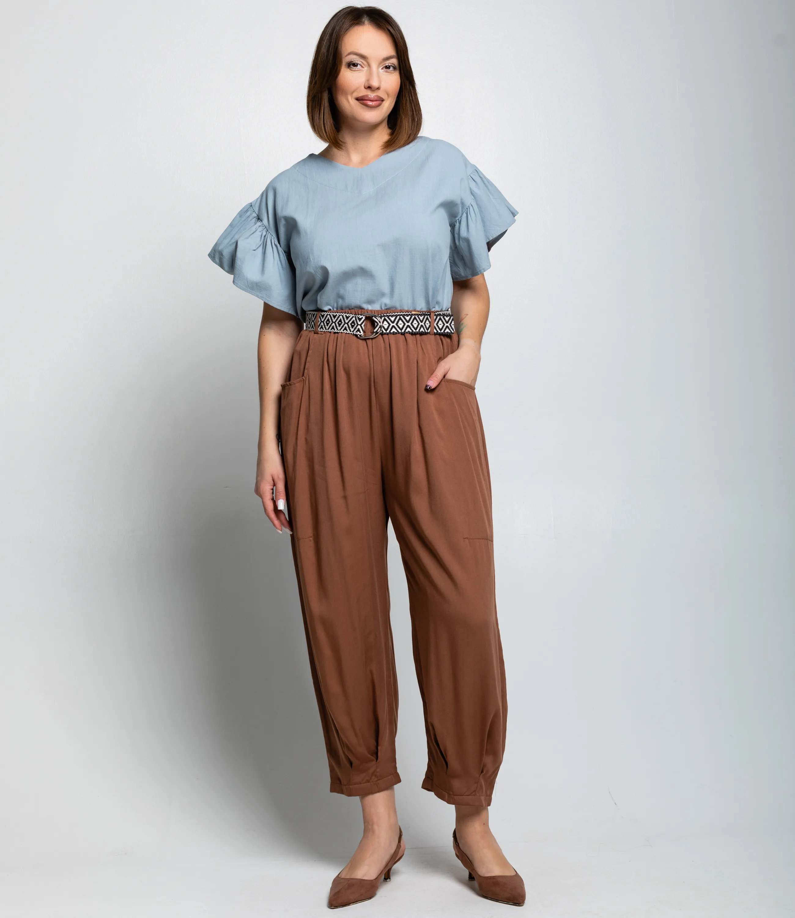 Брюки #ОКТ085008, коричневый - фото 1