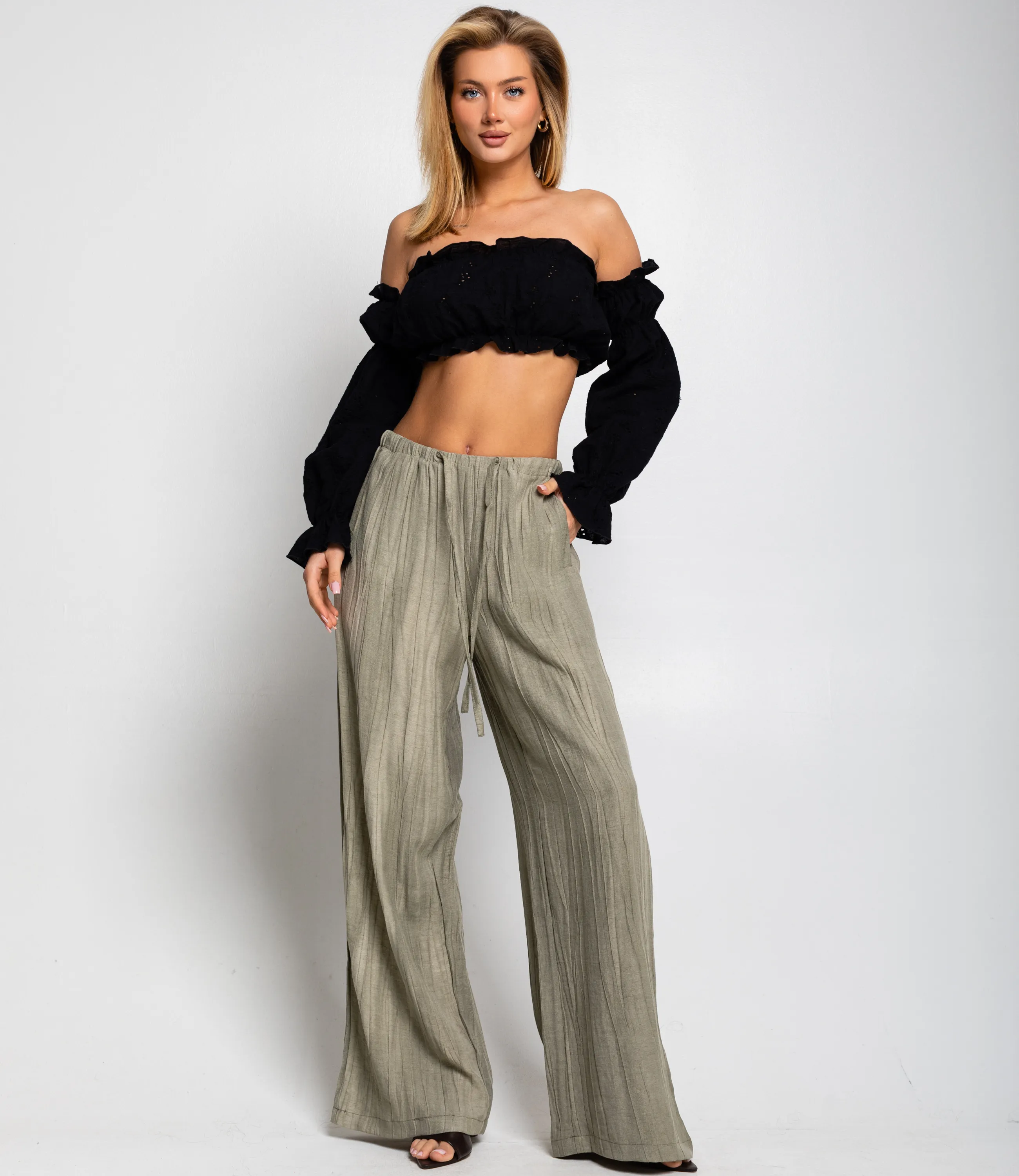 Брюки #ОКТ095015, серо-зелёный - фото 1