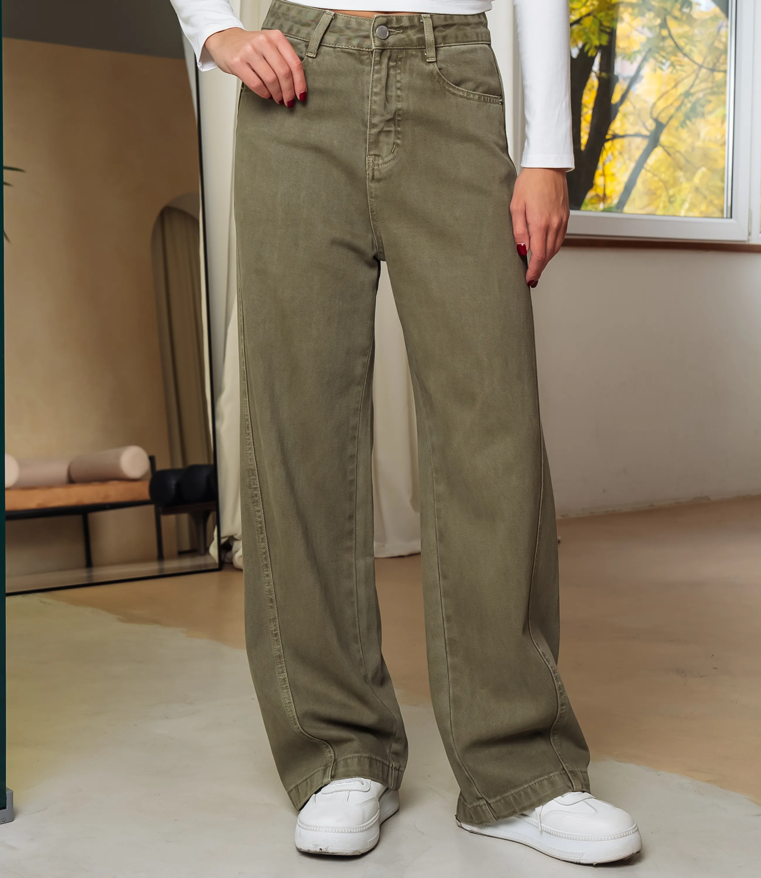 Джинсы #КТ6257, хаки - фото 2