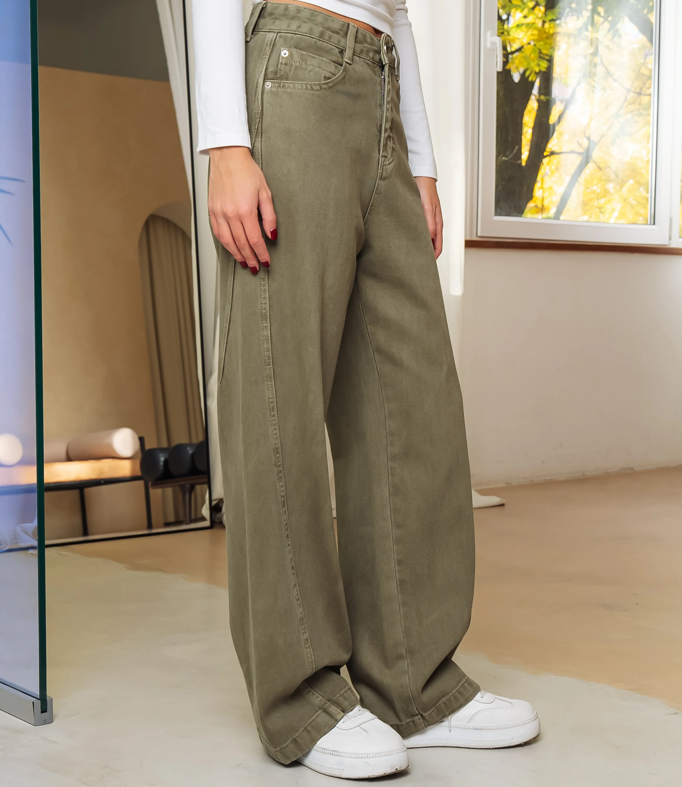 Джинсы #КТ6257, хаки - фото 3