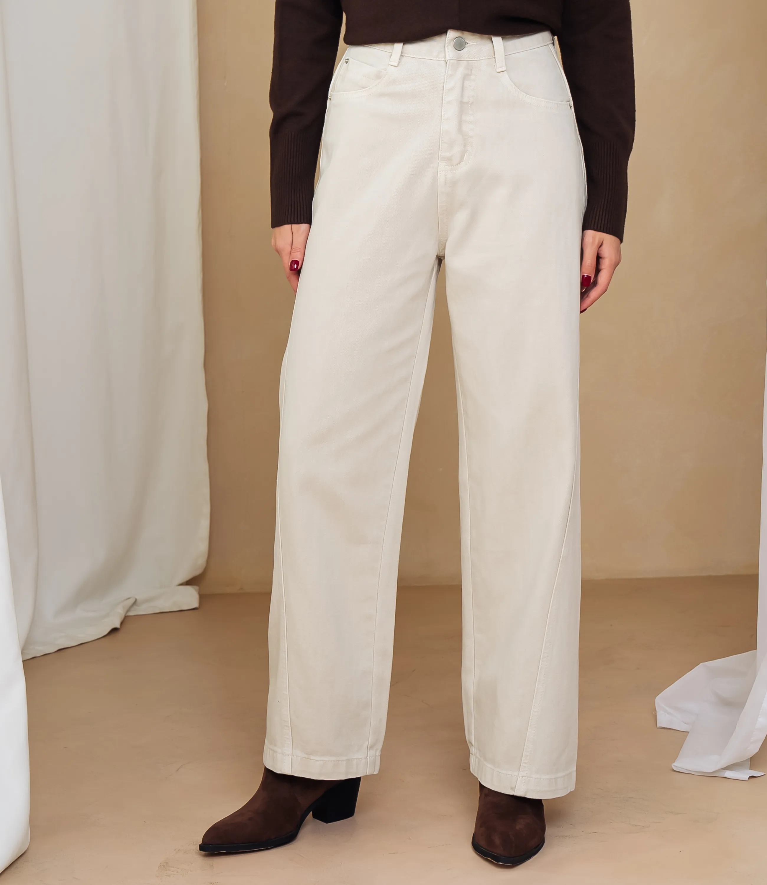 Джинсы #КТ6257, светло-бежевый - фото 2