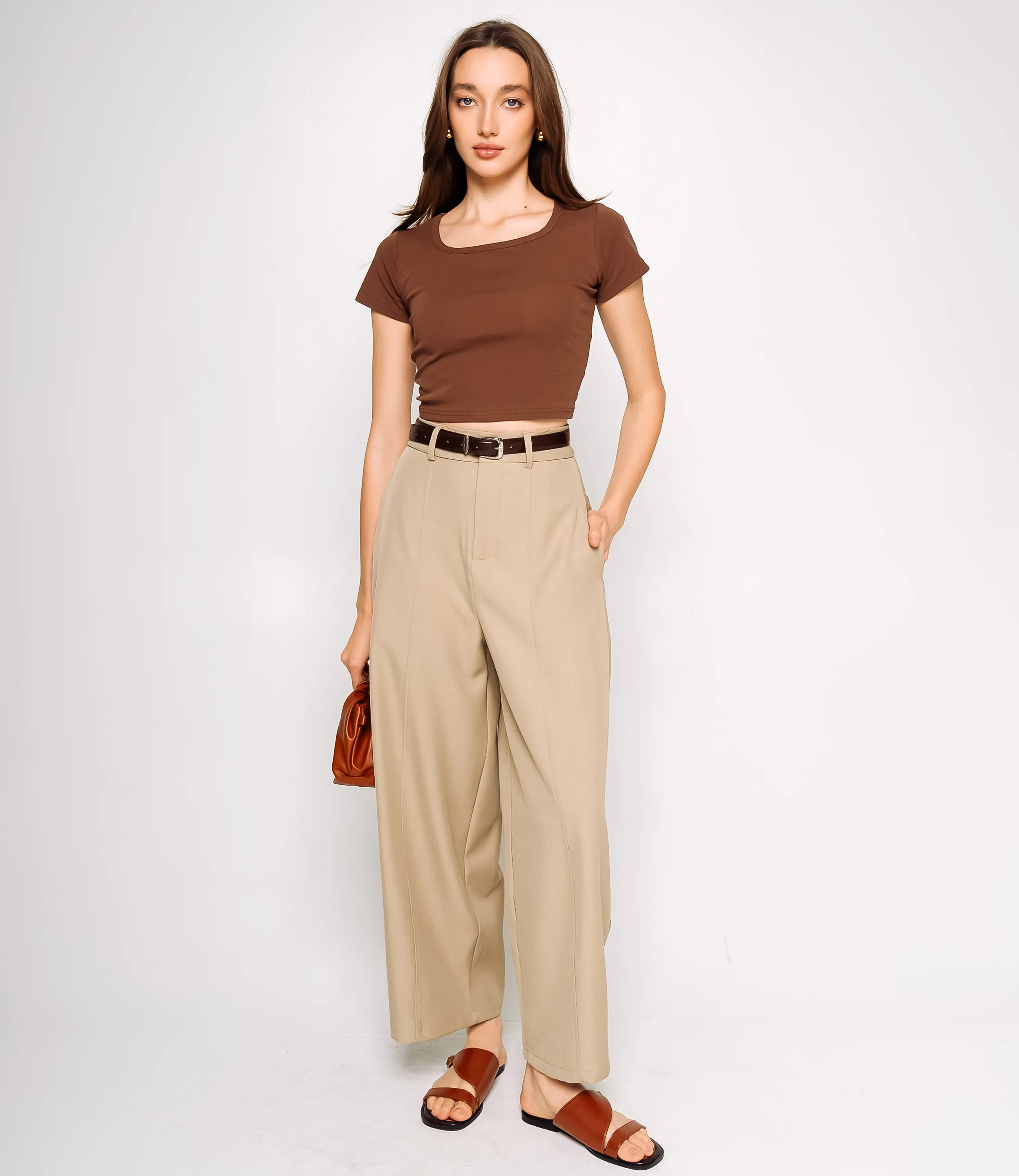 Брюки #КТ0966, бежевый - фото 1