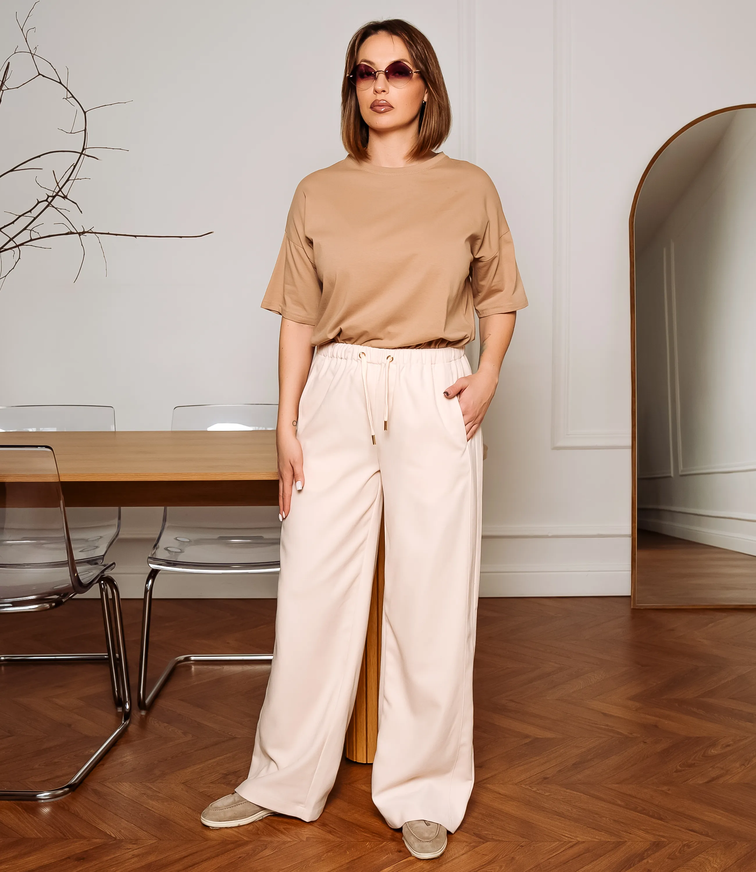 Брюки #ОКТ165005, кремовый - фото 1