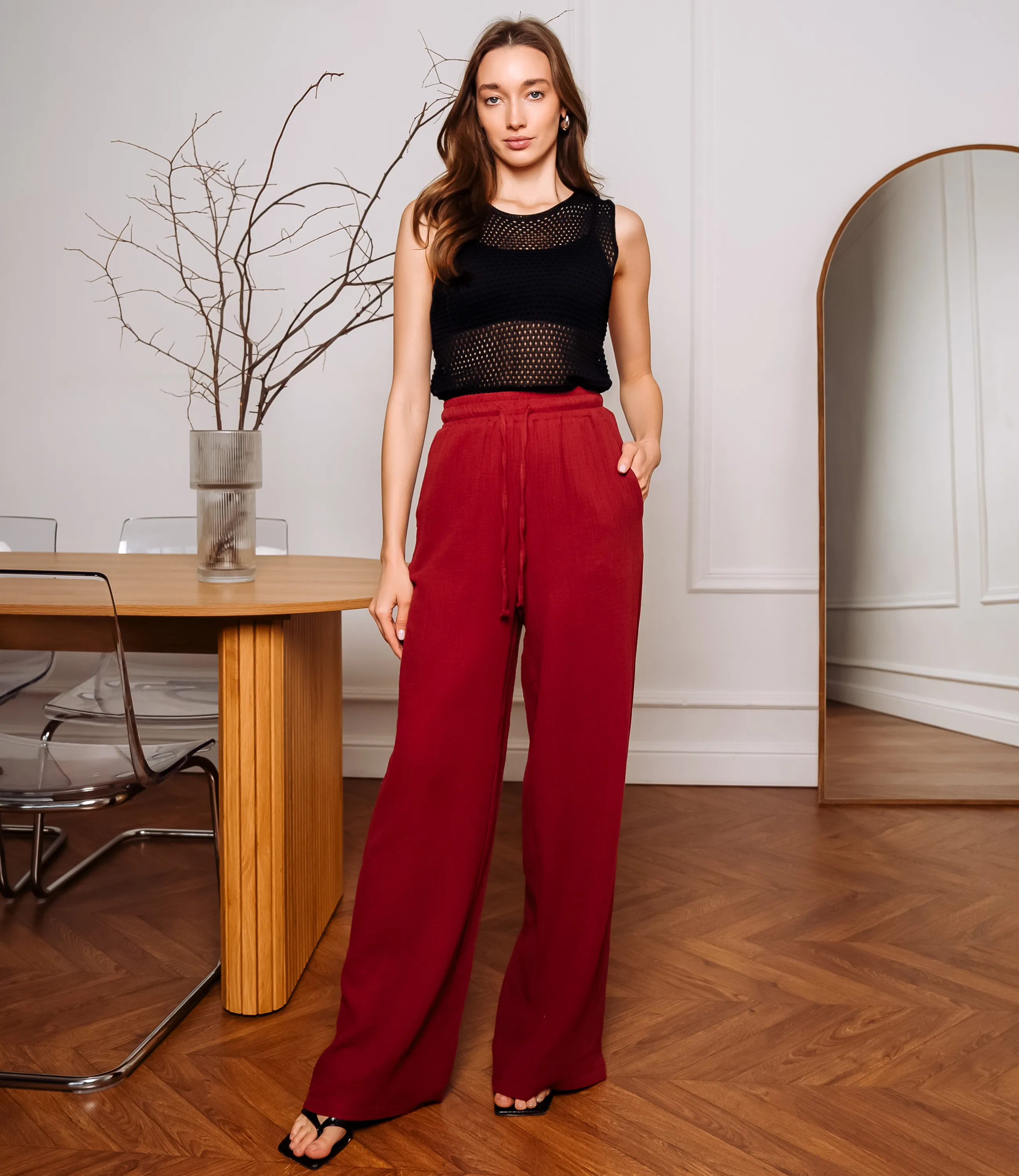 Брюки #ОКТ265001, марсала - фото 1